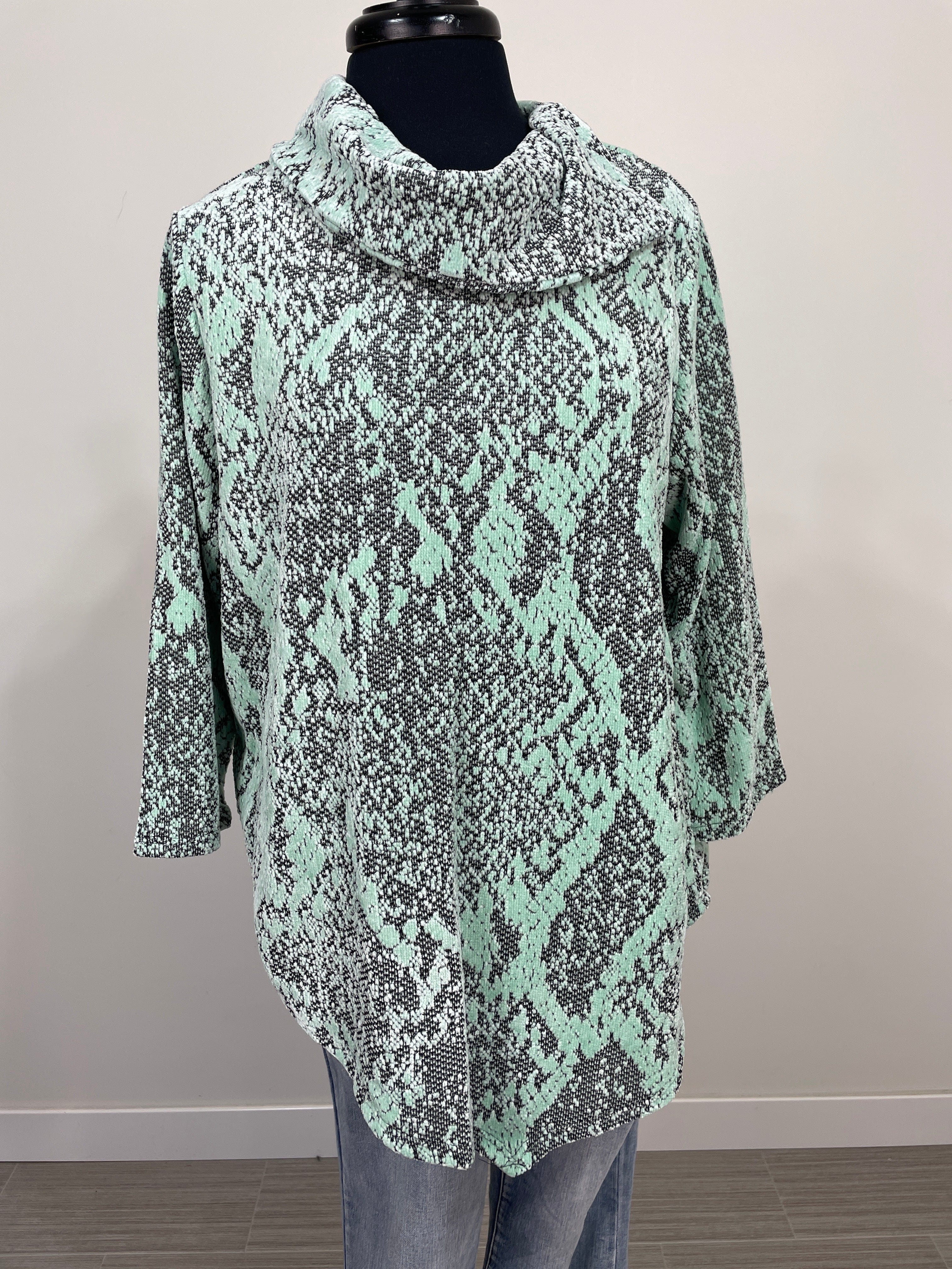 Mint Textured Cowl Neck Top