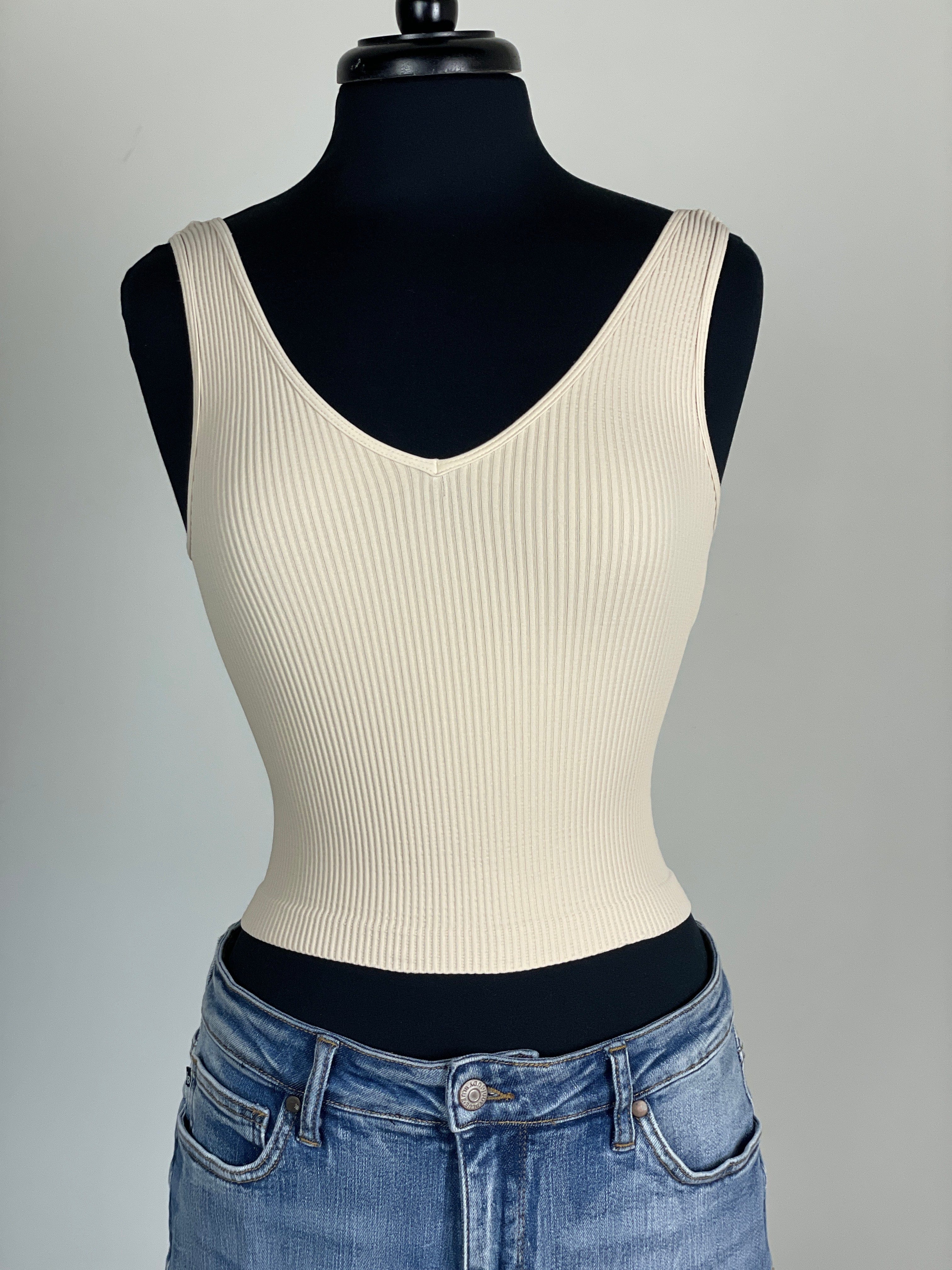 Pearl Ivory Rev. Ribbed Crop Top