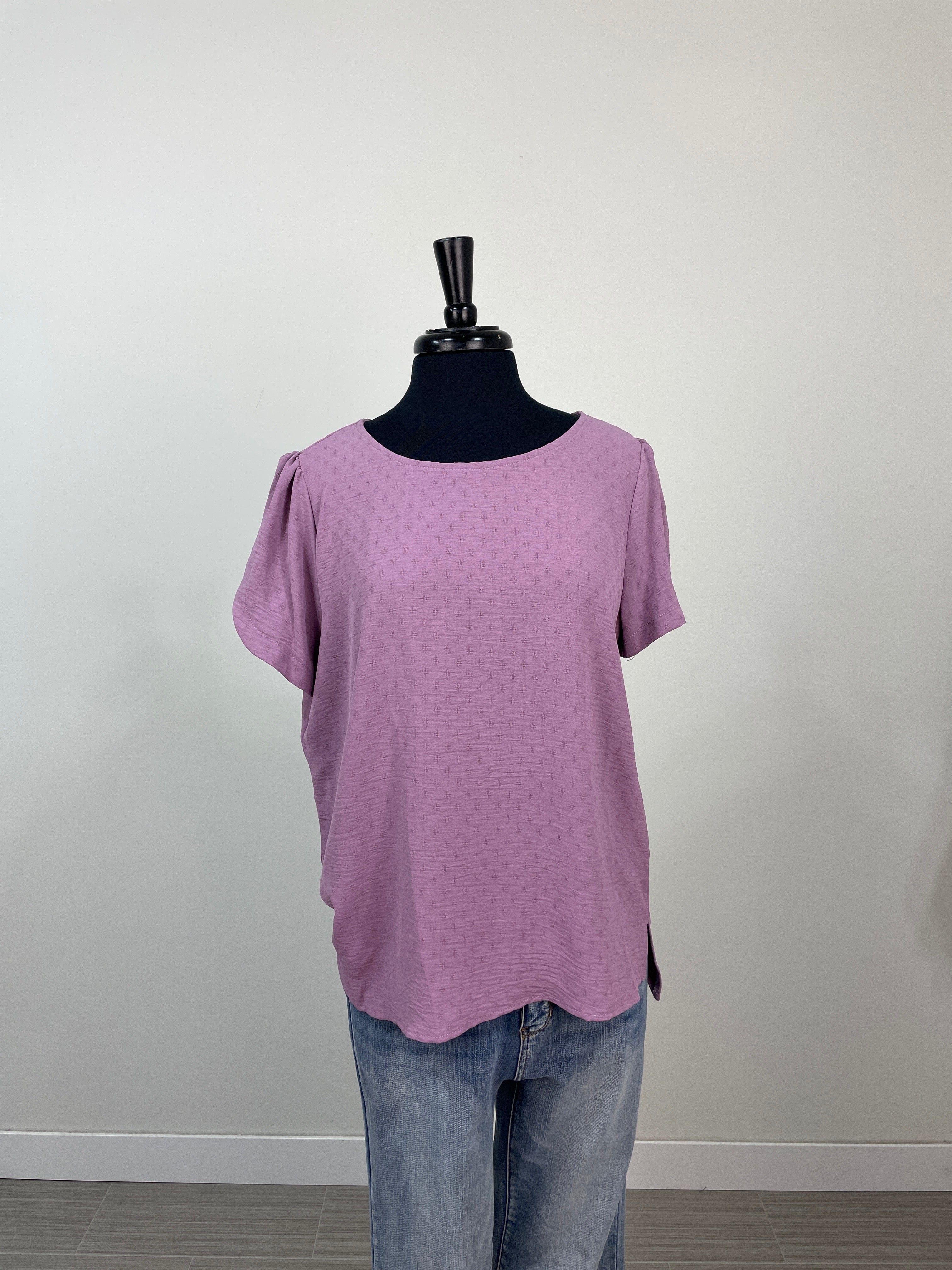 Lavender Diamond Texture High-Low Blouse