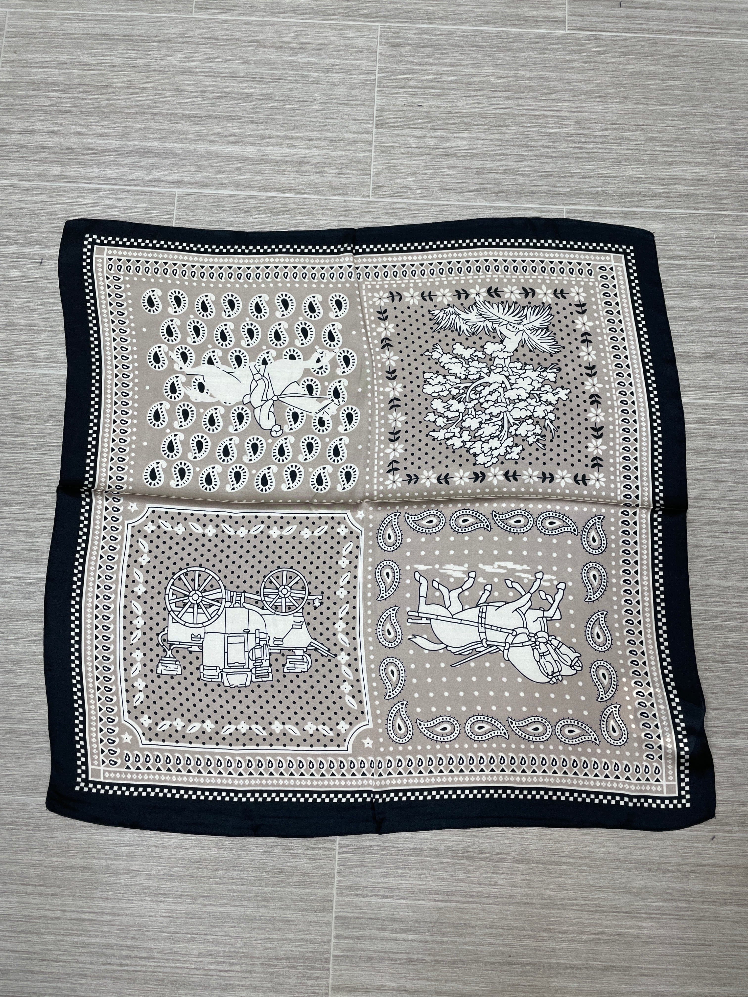 Tan Horse Satin Scarf