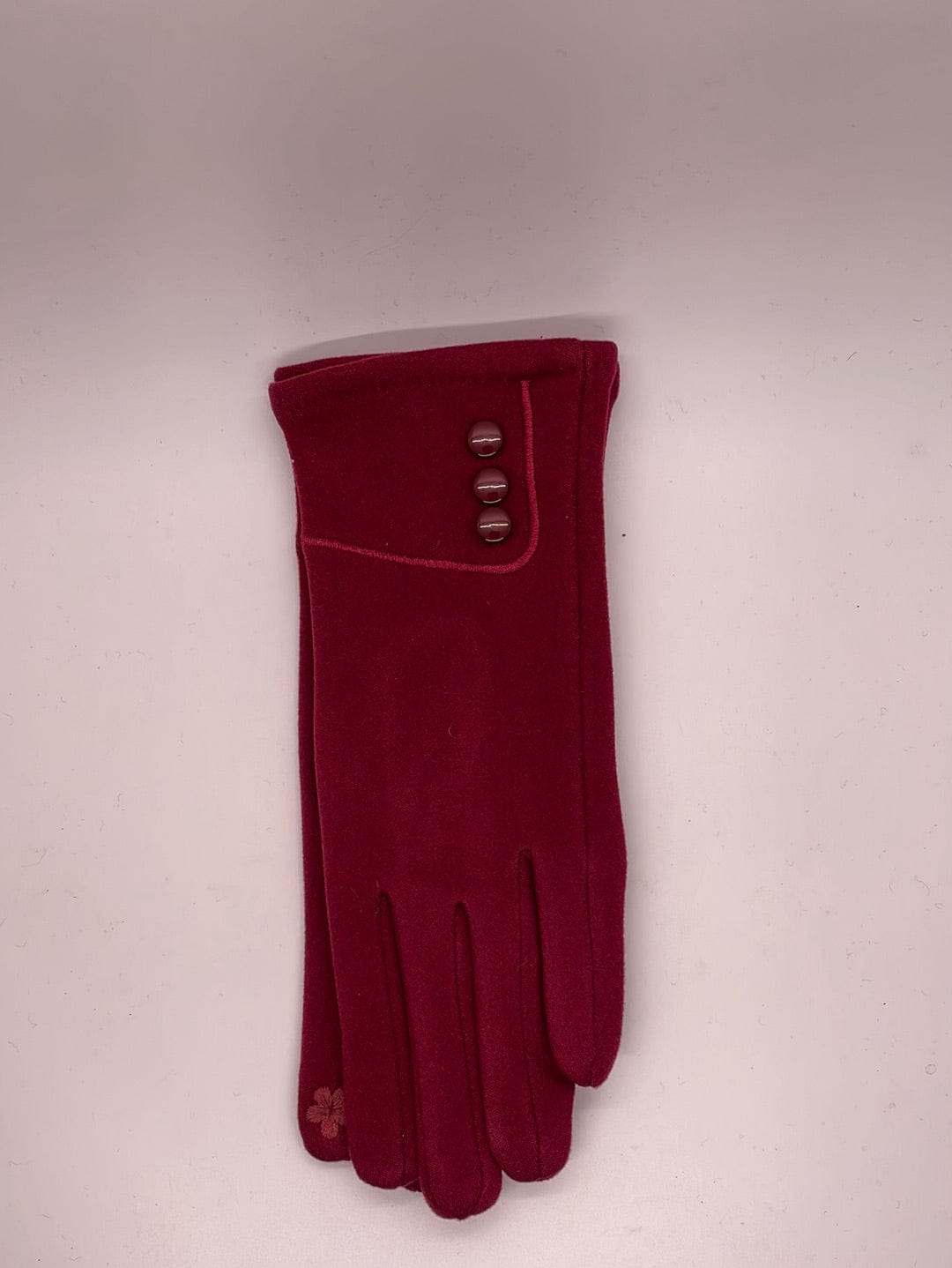 Burgundy Button Detail Glove