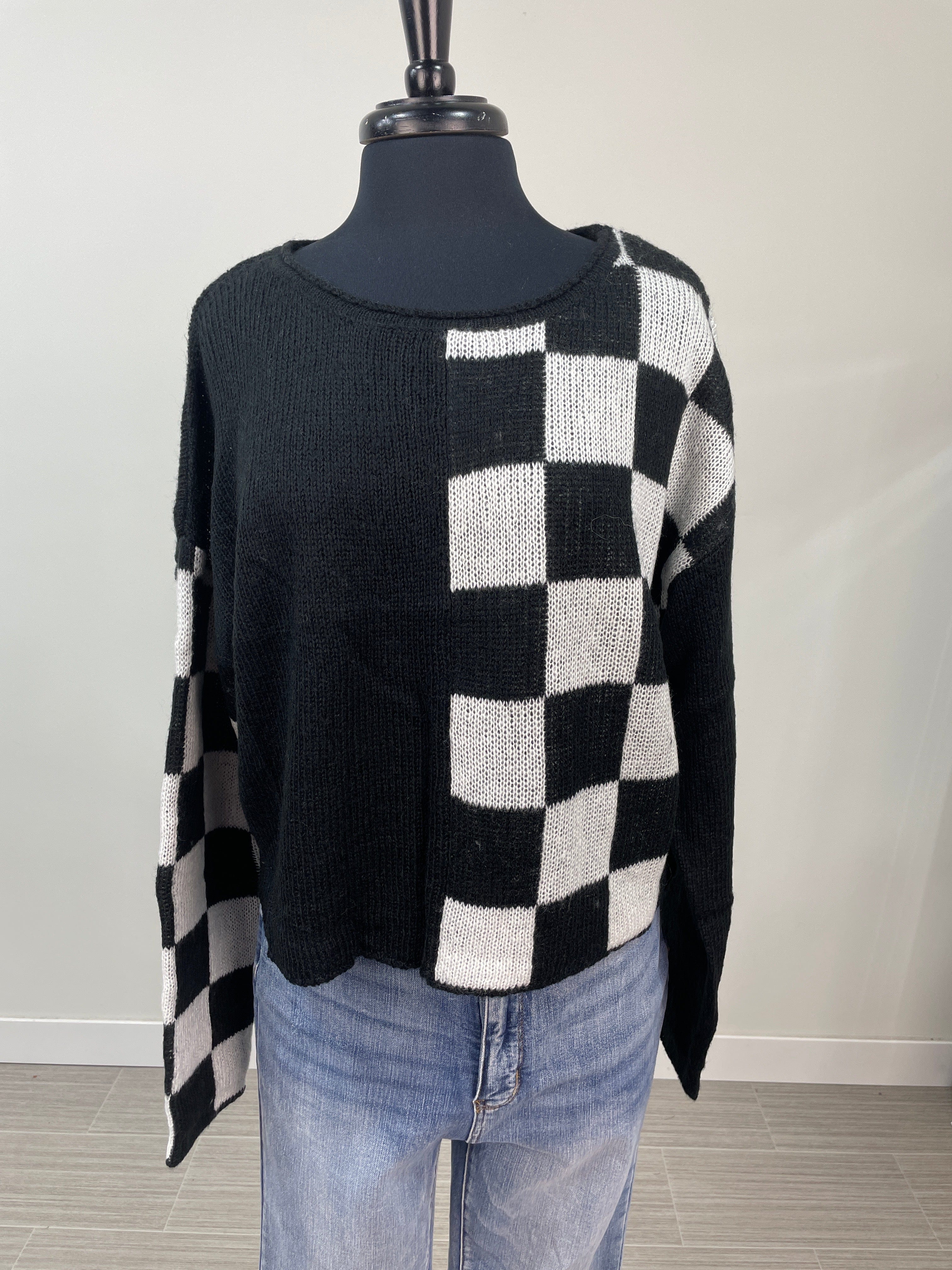 Black Checkered Sweater
