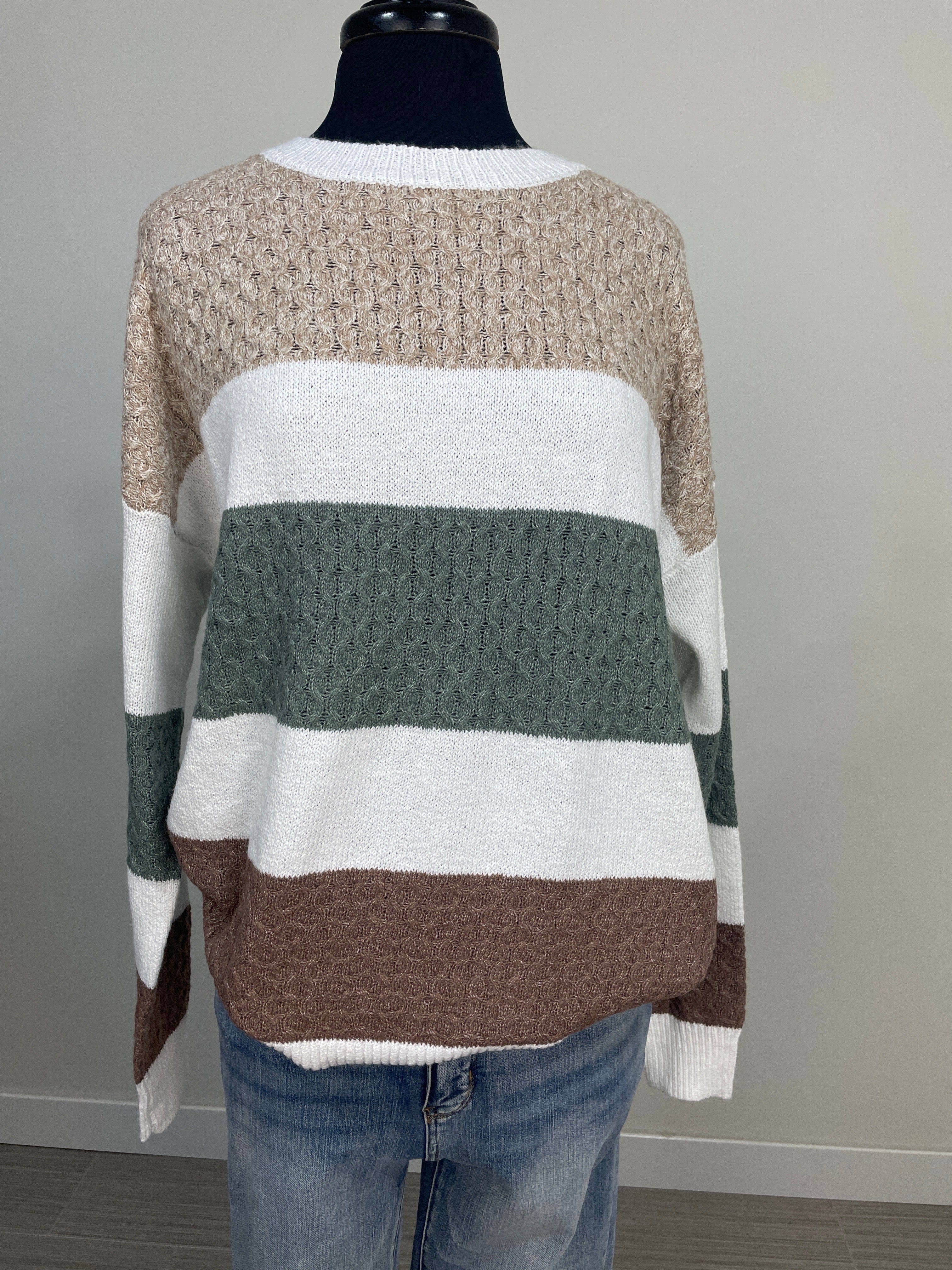 Olive & Mocha Stripe Sweater