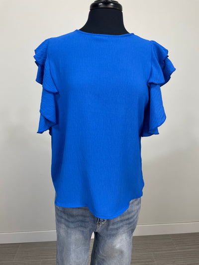 Royal Double Ruffle Sleeve Top