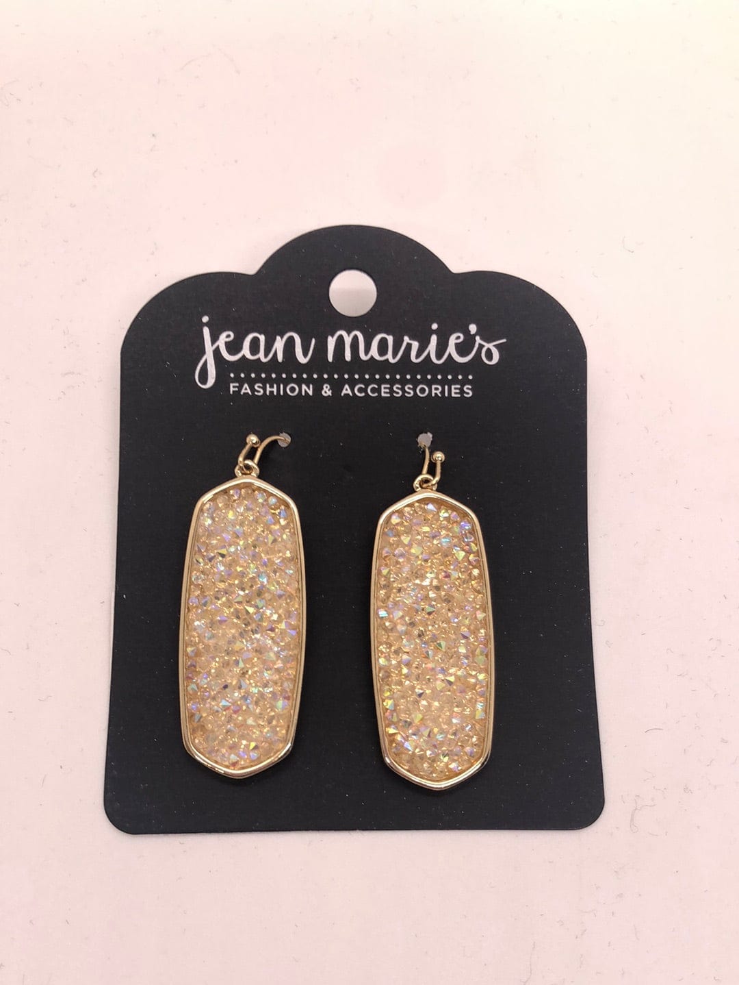 Gold Glitter Hexagon Earring