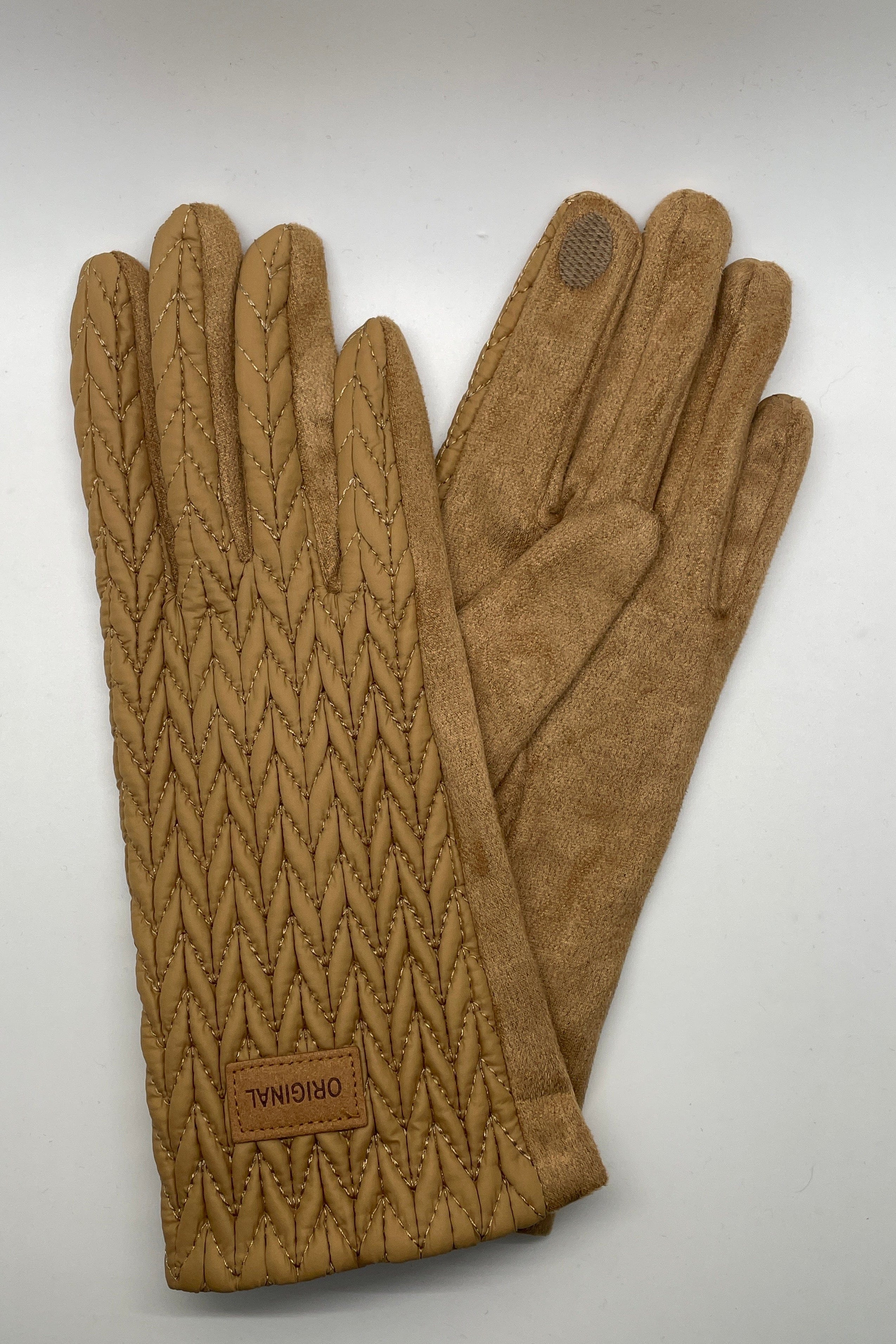 Camel Stocking Stitch Texture Gloves