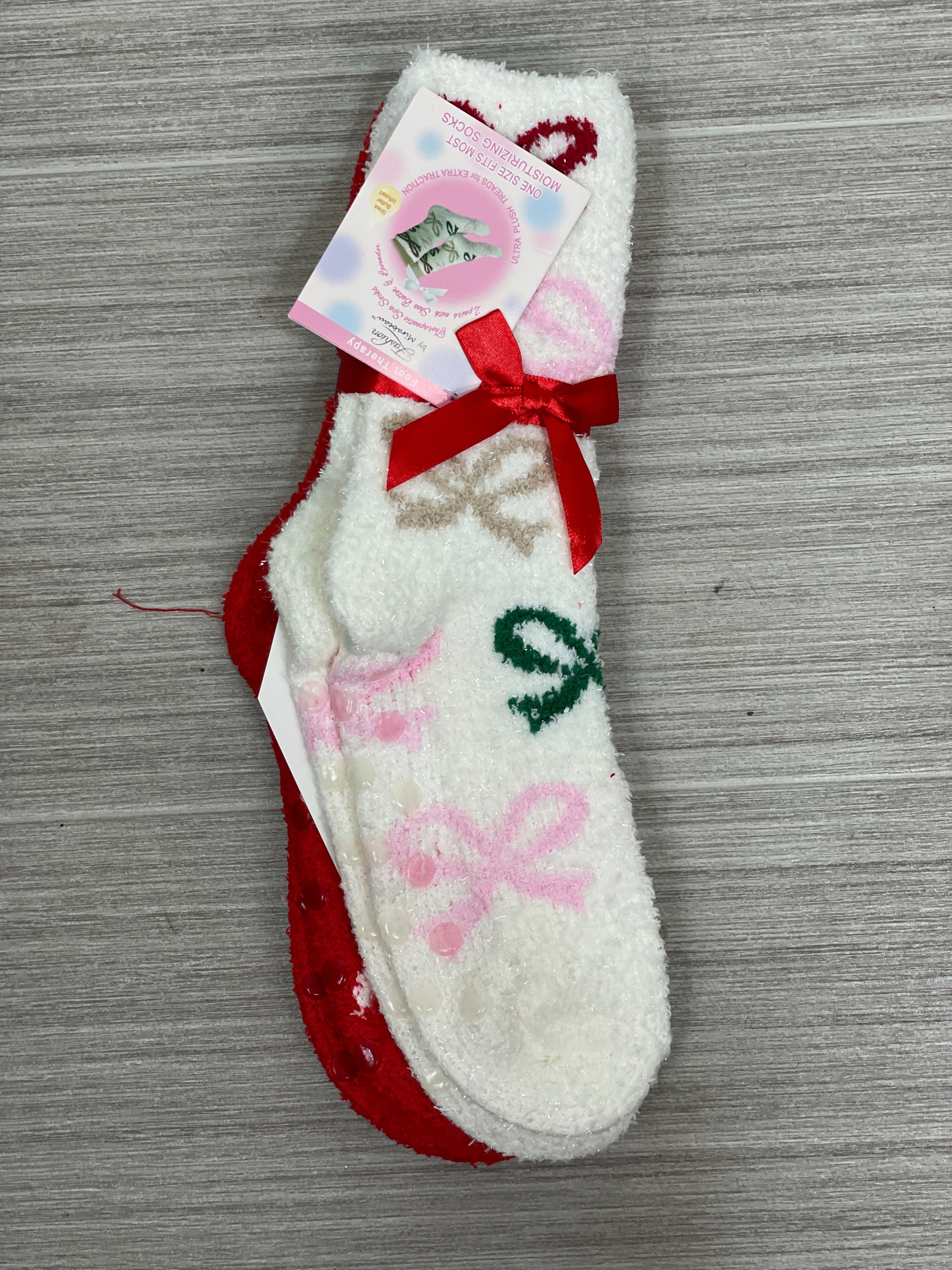 2PC  Christmas Bow Spa Socks