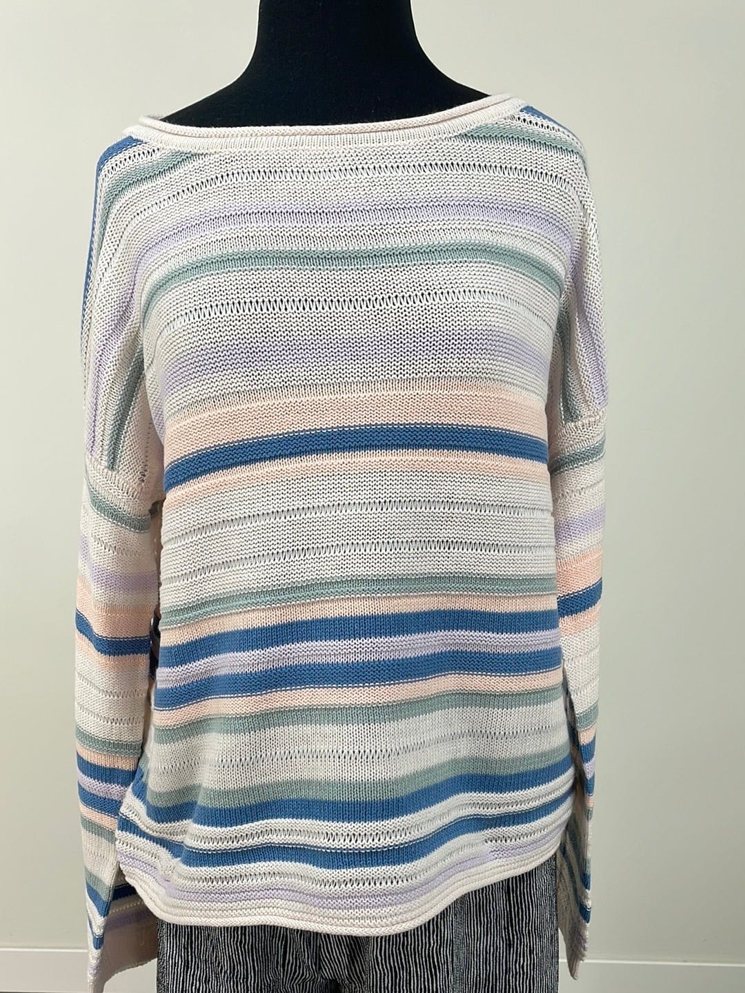 Boat Neck Stripe Boxy Sweater