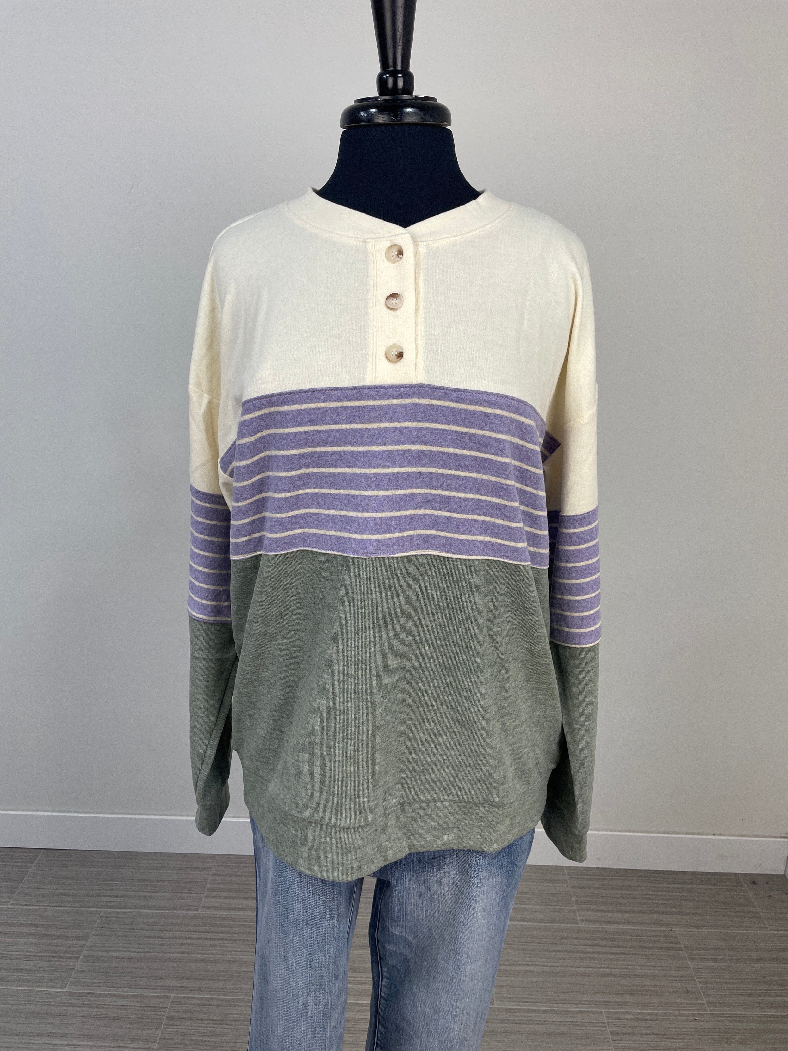 Lavender Stripe Oversized Top