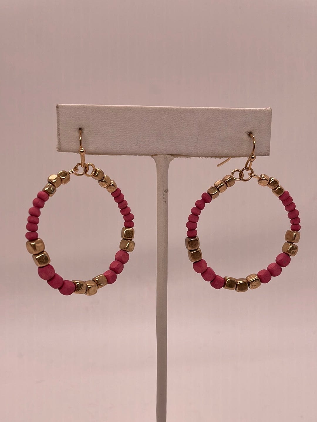 Gold & Fuchsia Circle Dangle Earring
