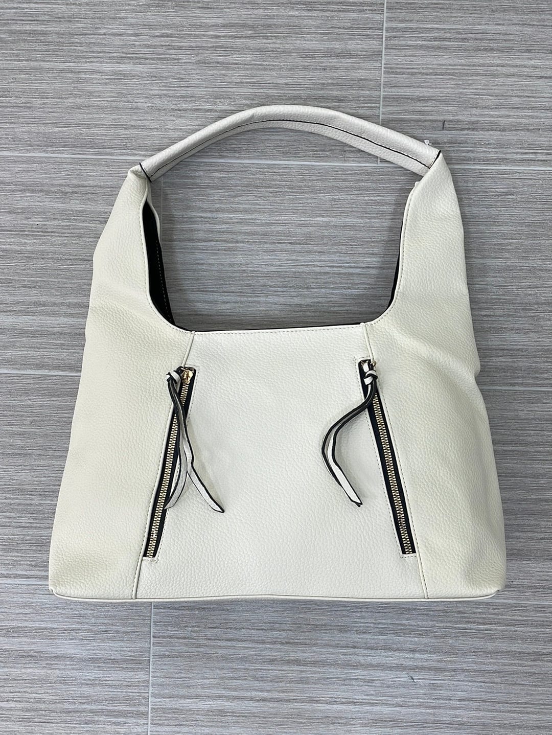 White Soft Tote W/ Zipper Detail