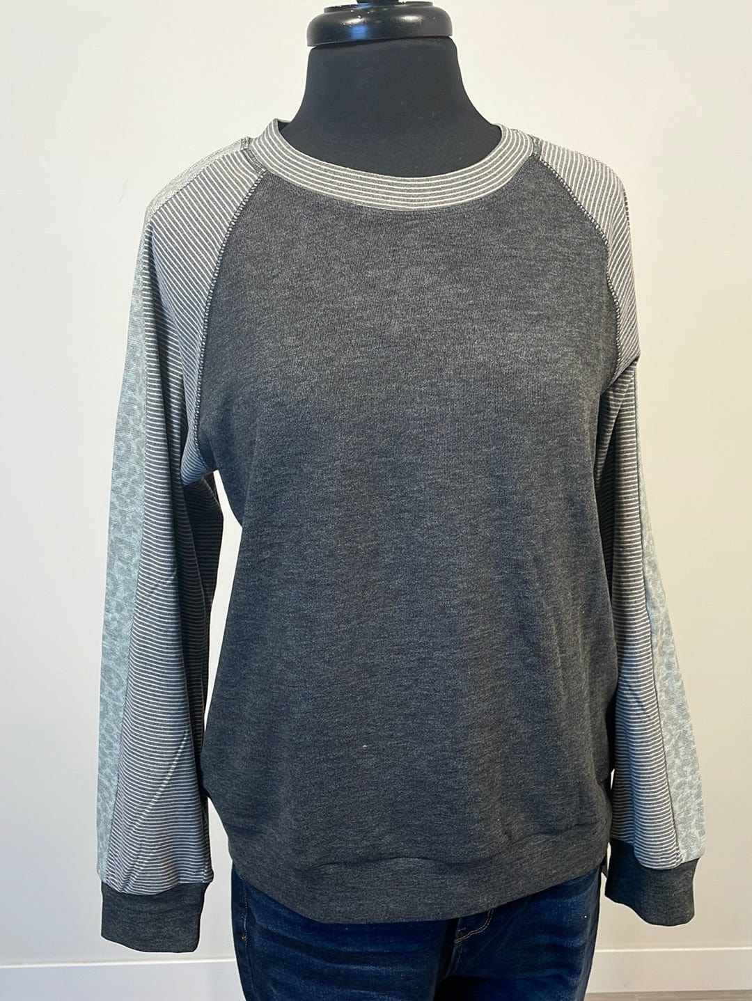 Charcoal Colorblock Raglan Pullover