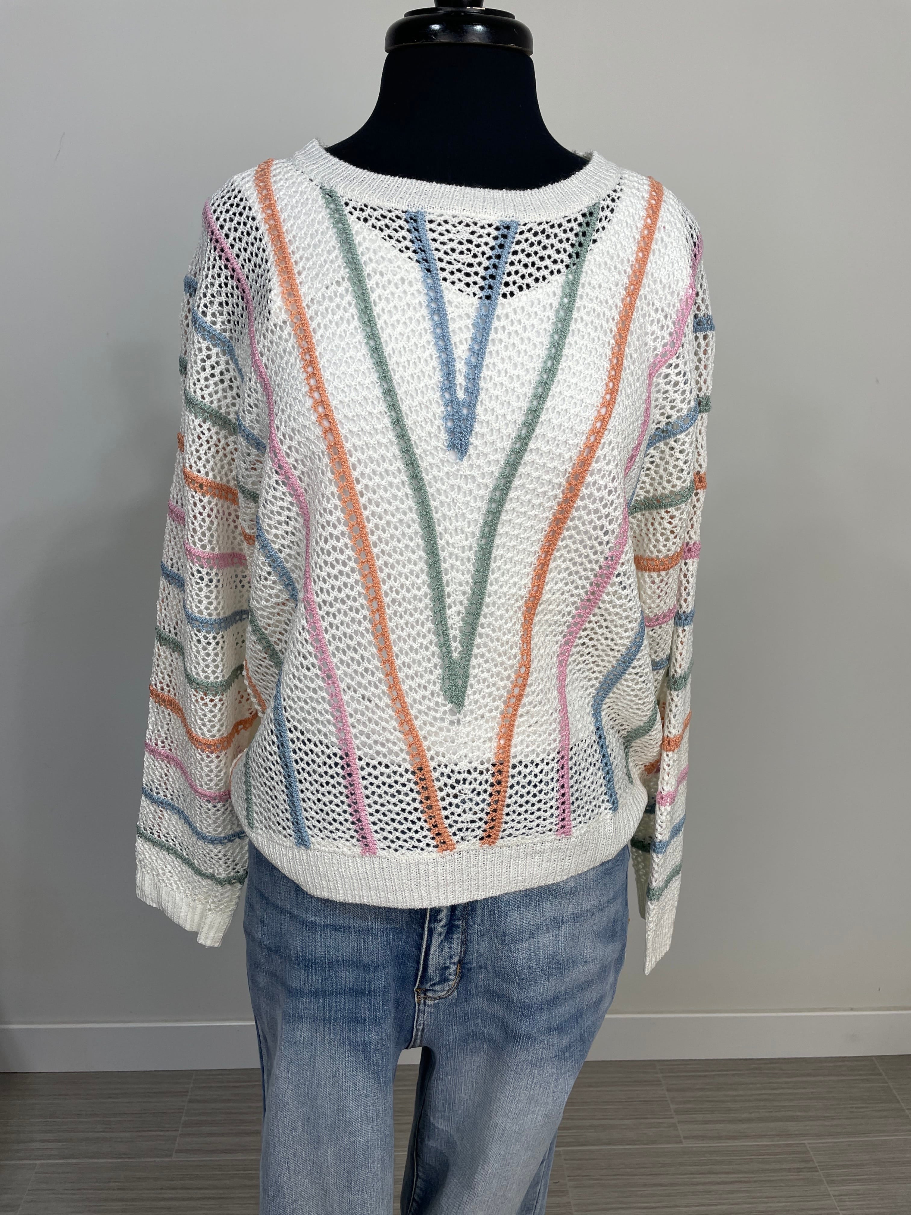 Off White Stripe Sweater Top