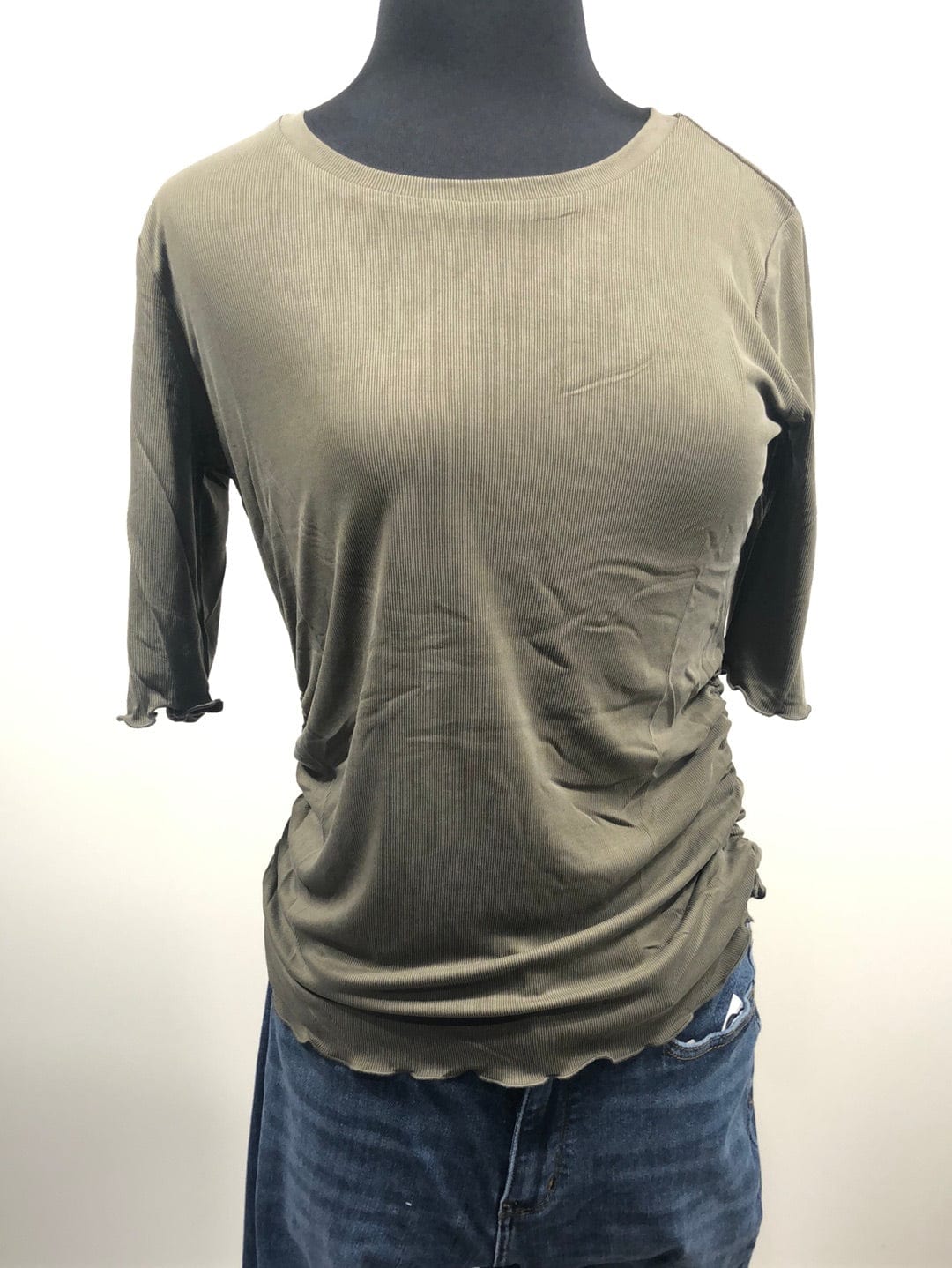 Army Green Ruched Top