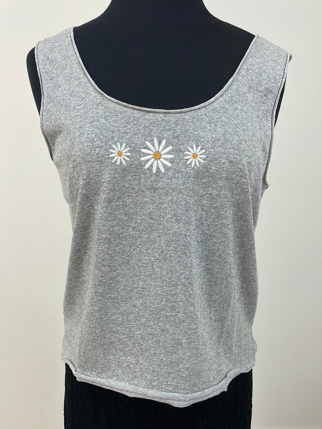 Grey Daisy Embroidered Tank