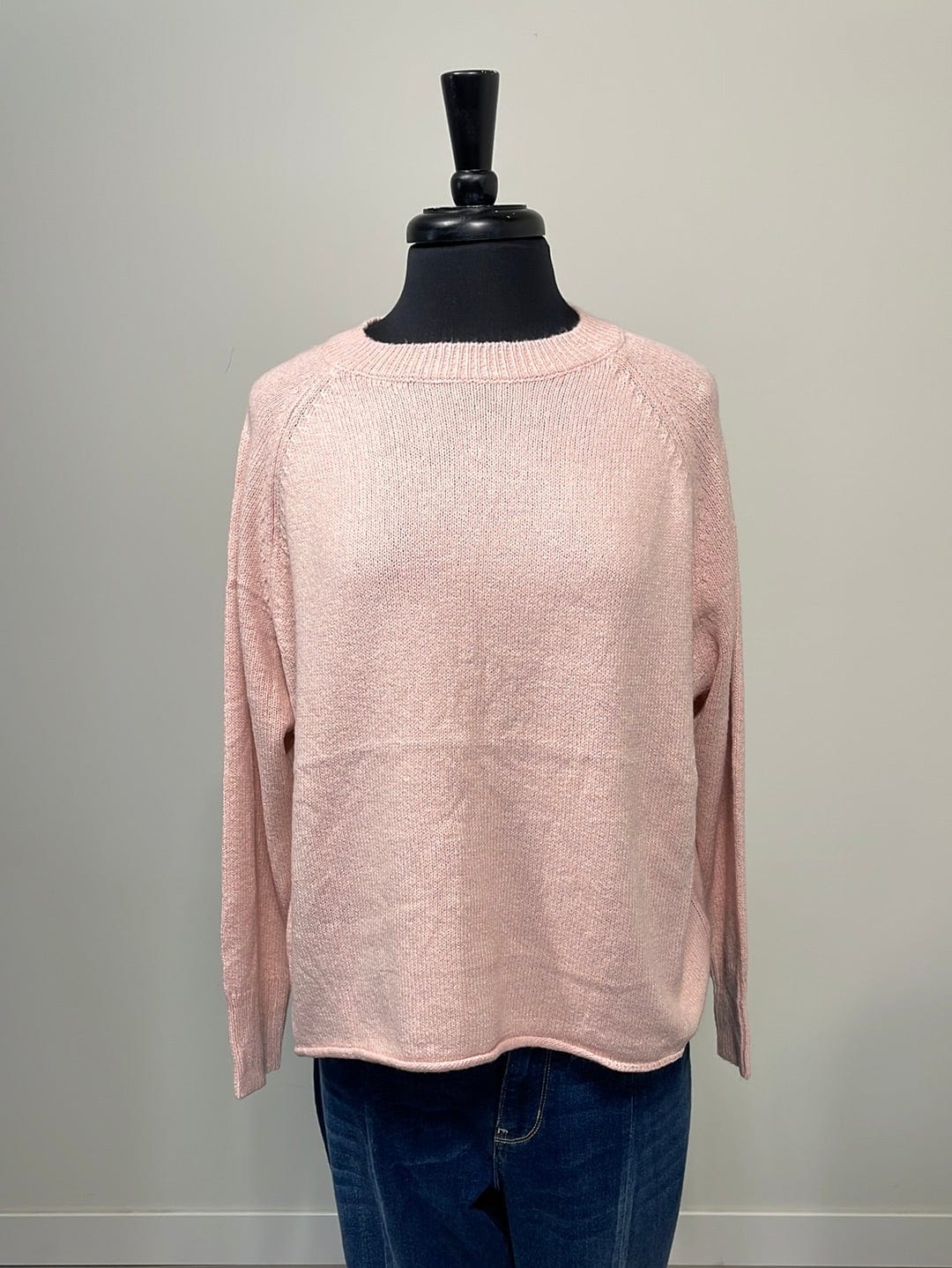 Heathered Rose Crewneck Sweater OS