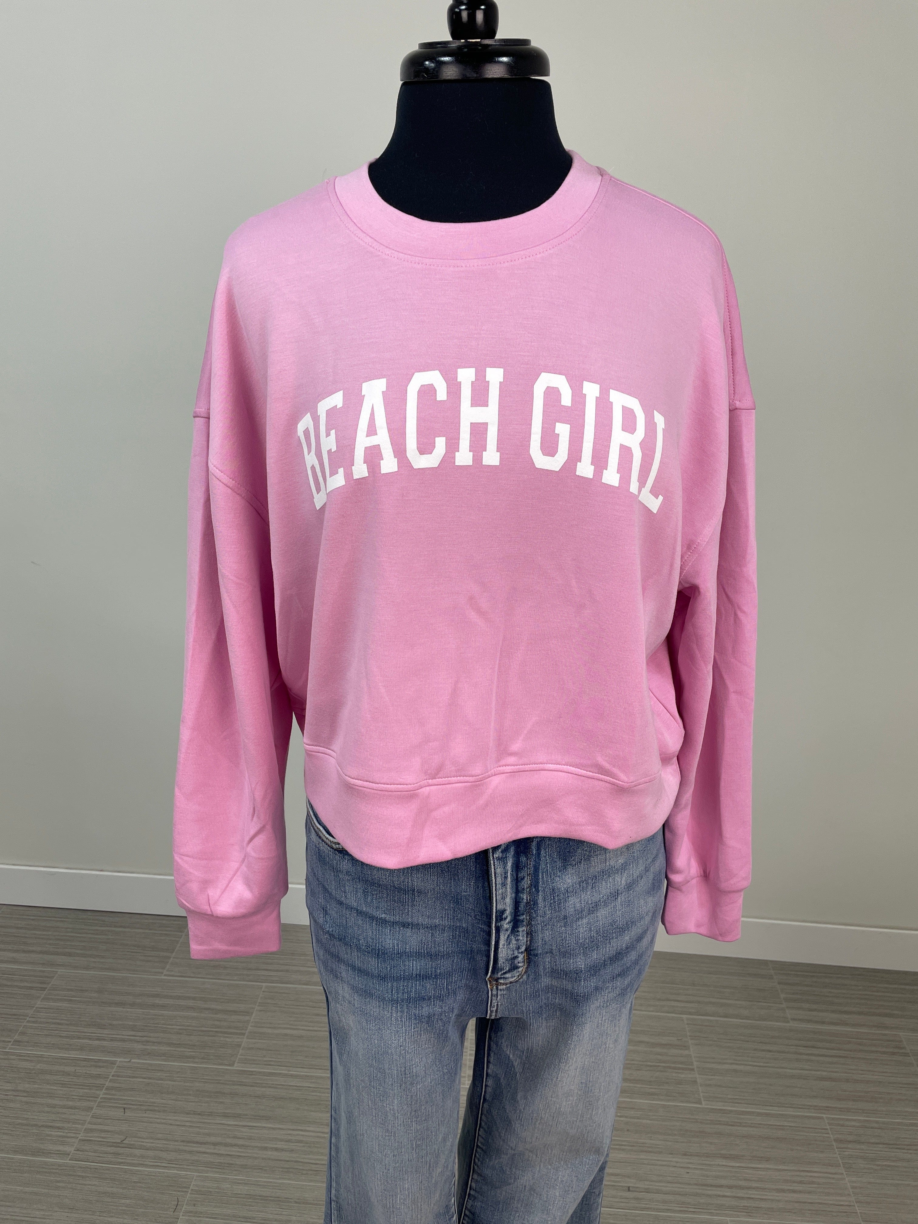 Light Pink Beach Girl Crop Sweater