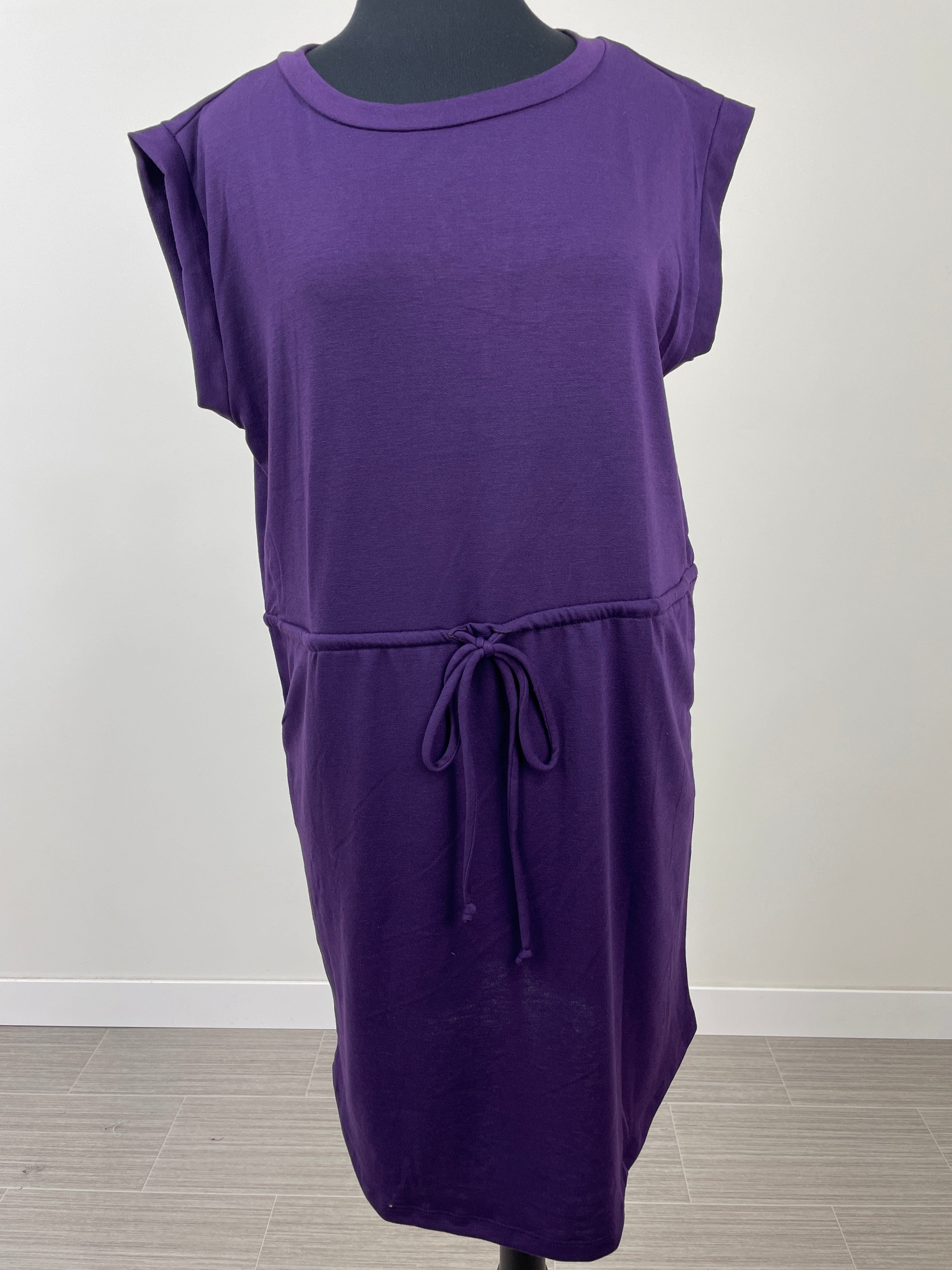 Eggplant Drawstring Terry Dress