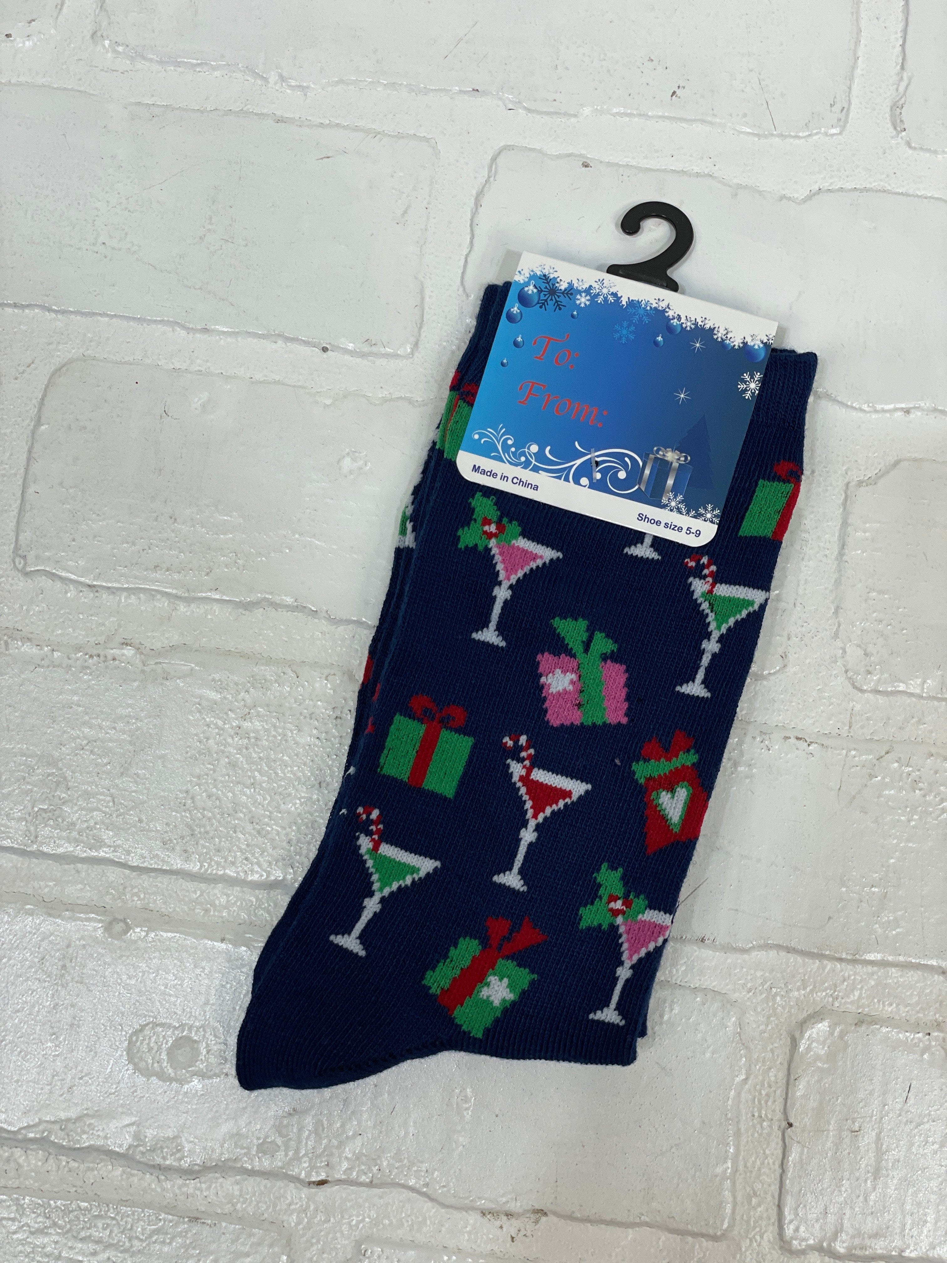Navy Gifts & Drinks Socks