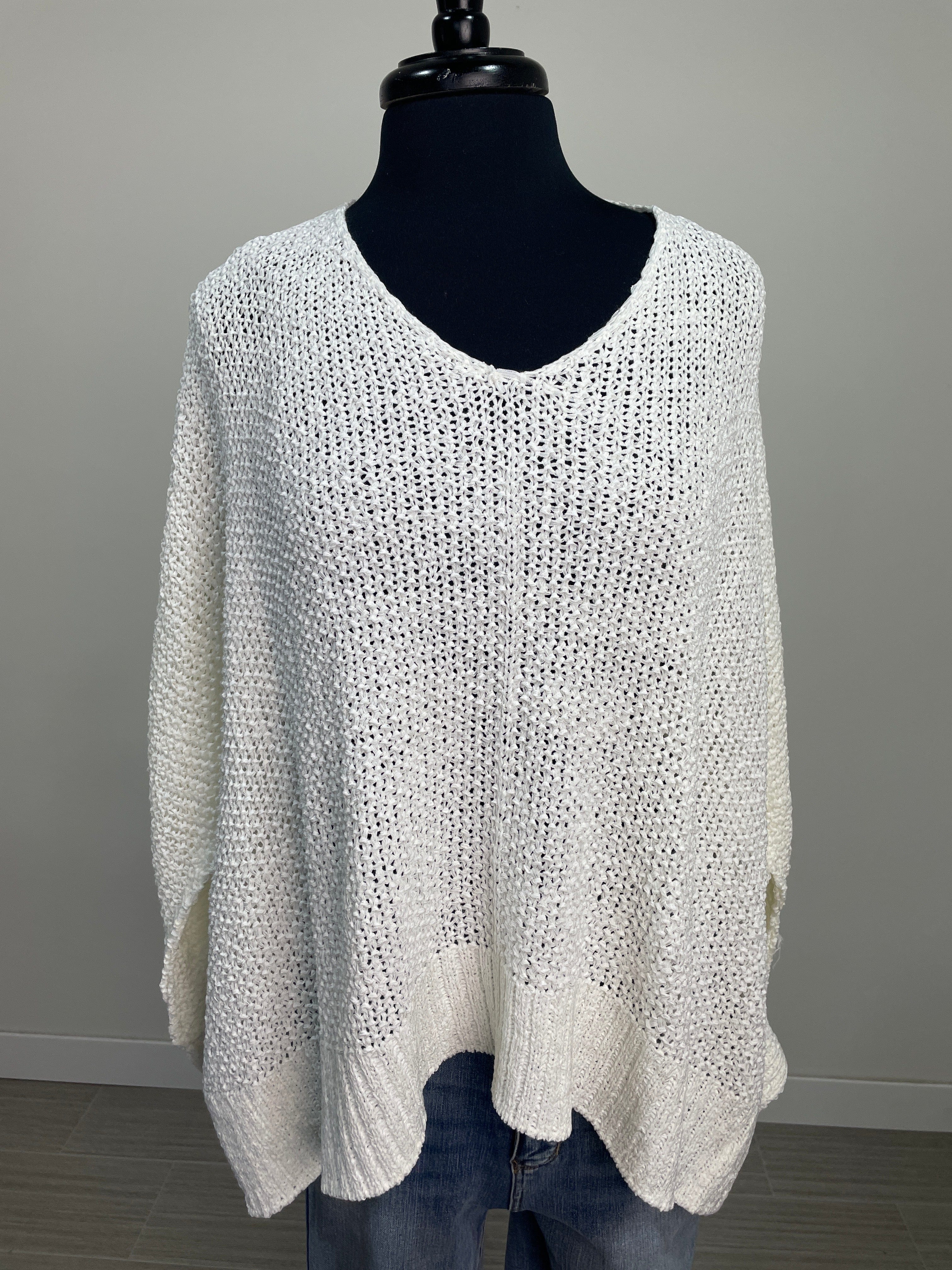 Ivory Dolman V-Neck Sweater