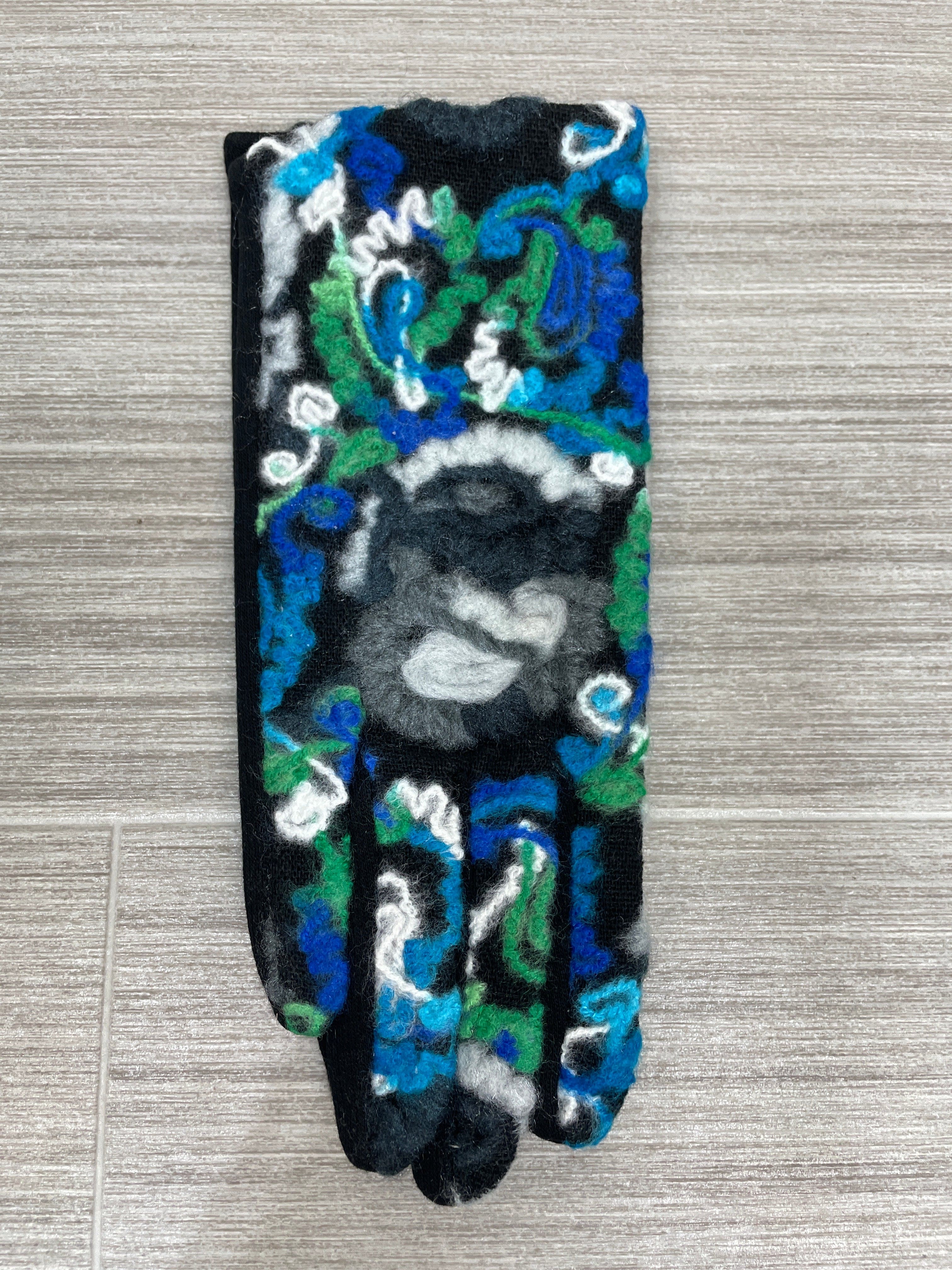 Blue & Green Swirl Yarn Glove