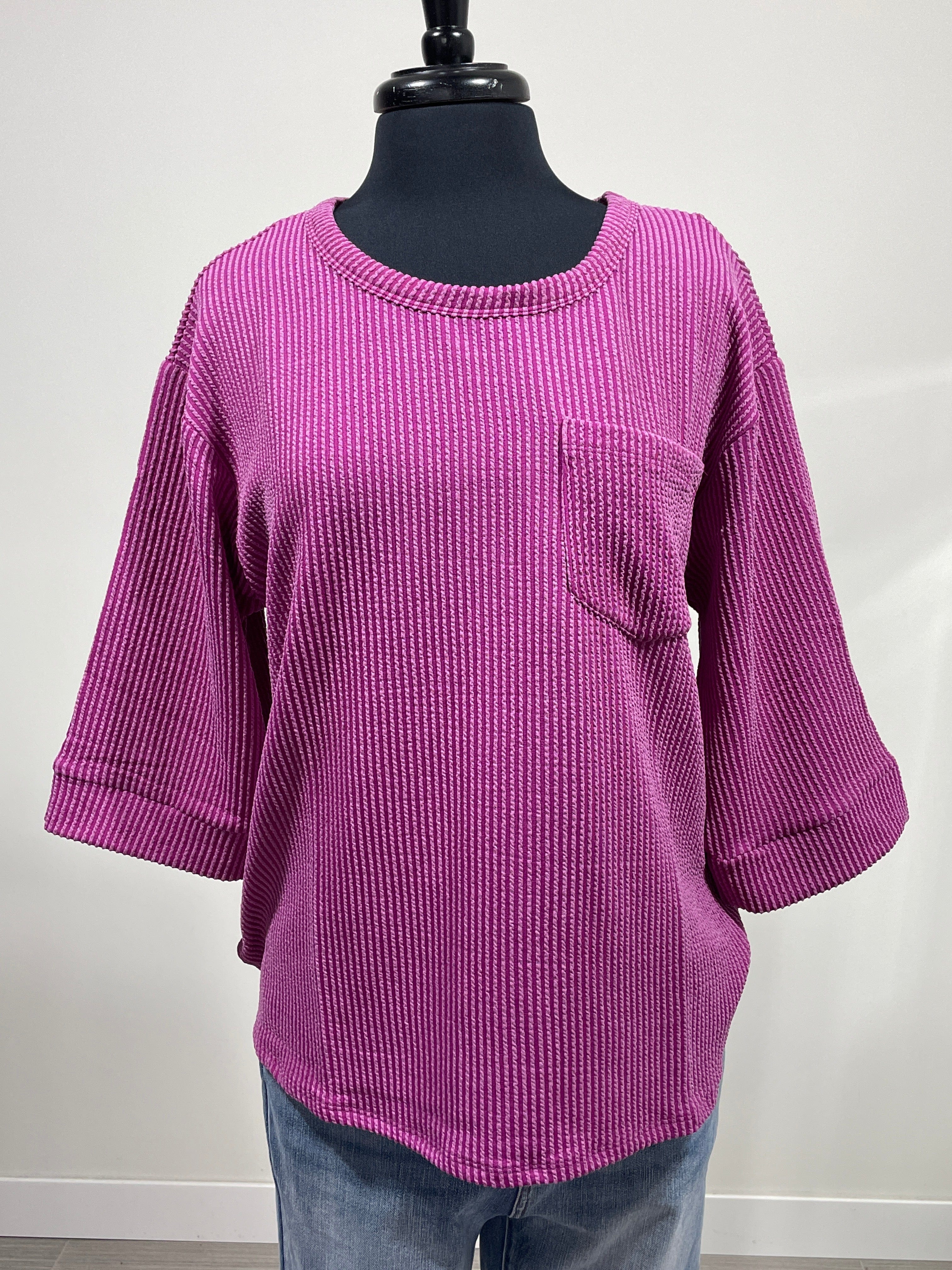 Magenta Ribbed Top