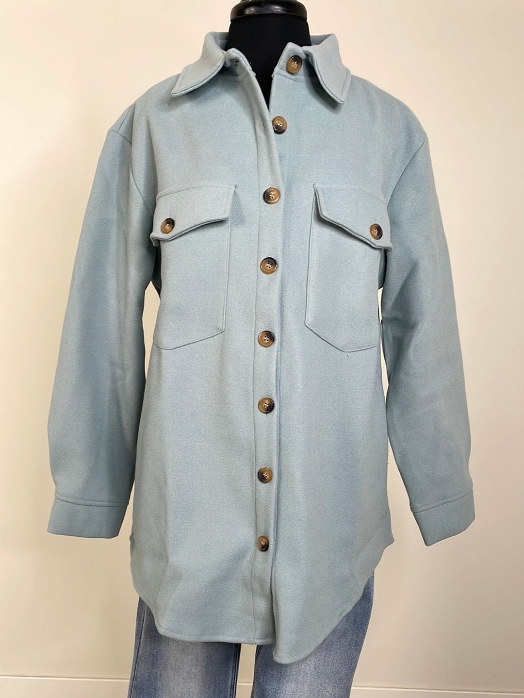 Frosted Blue Solid Shacket