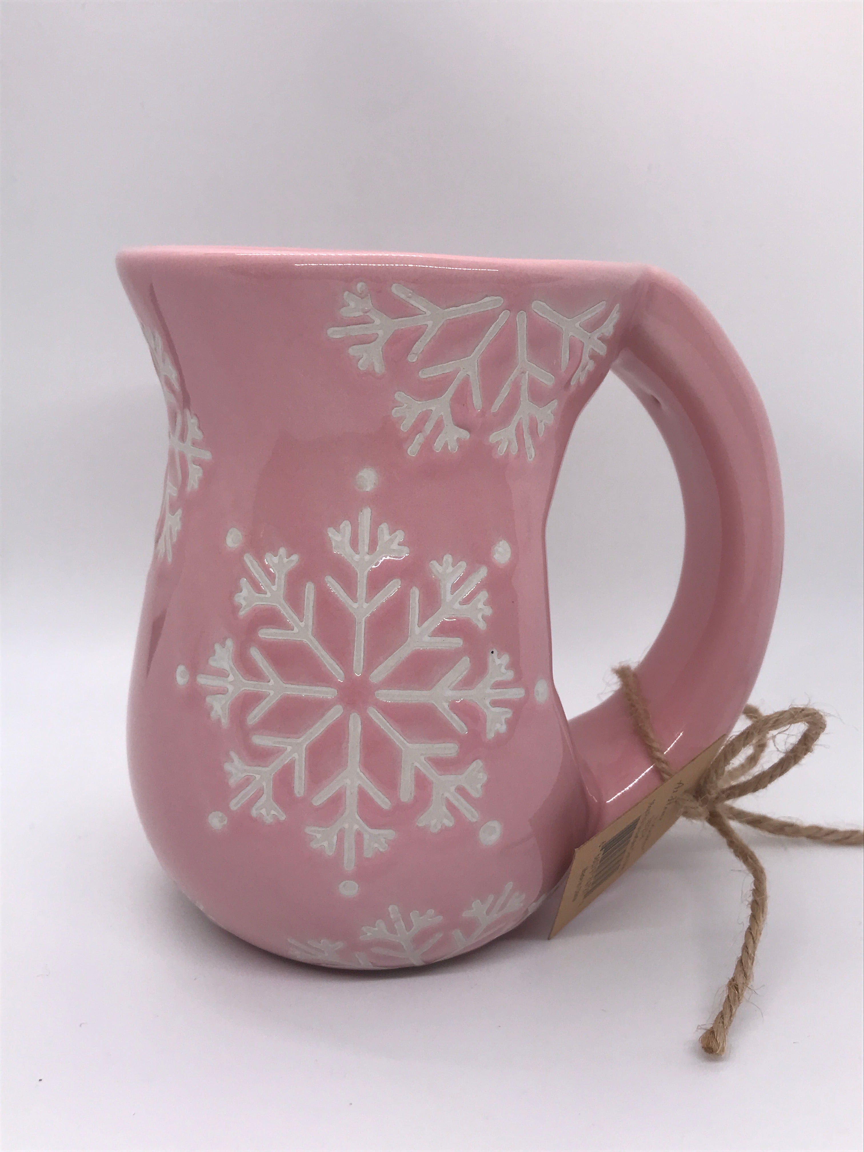 Pink & White Snowflake Mug