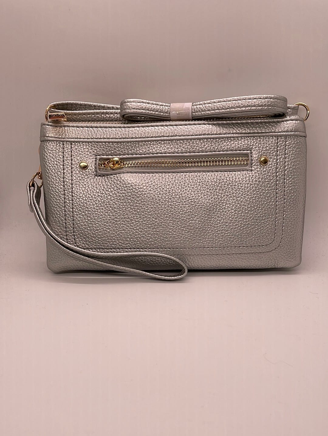 Silver Wallet Purse with Shoulder Strap