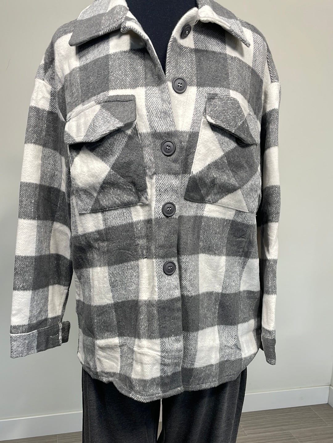 Grey and White Plaid Shacket