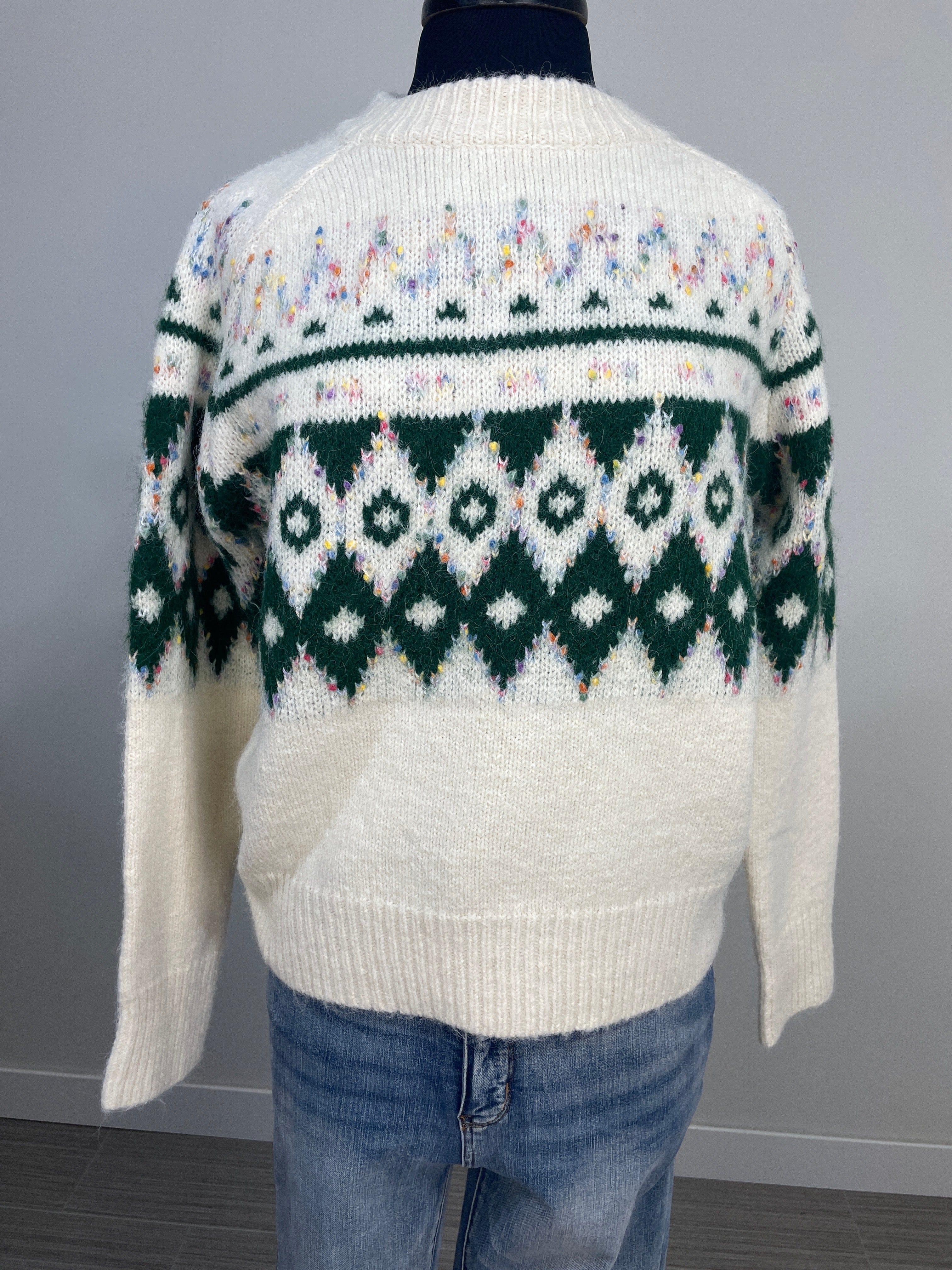 Green Diamond Print Sweater
