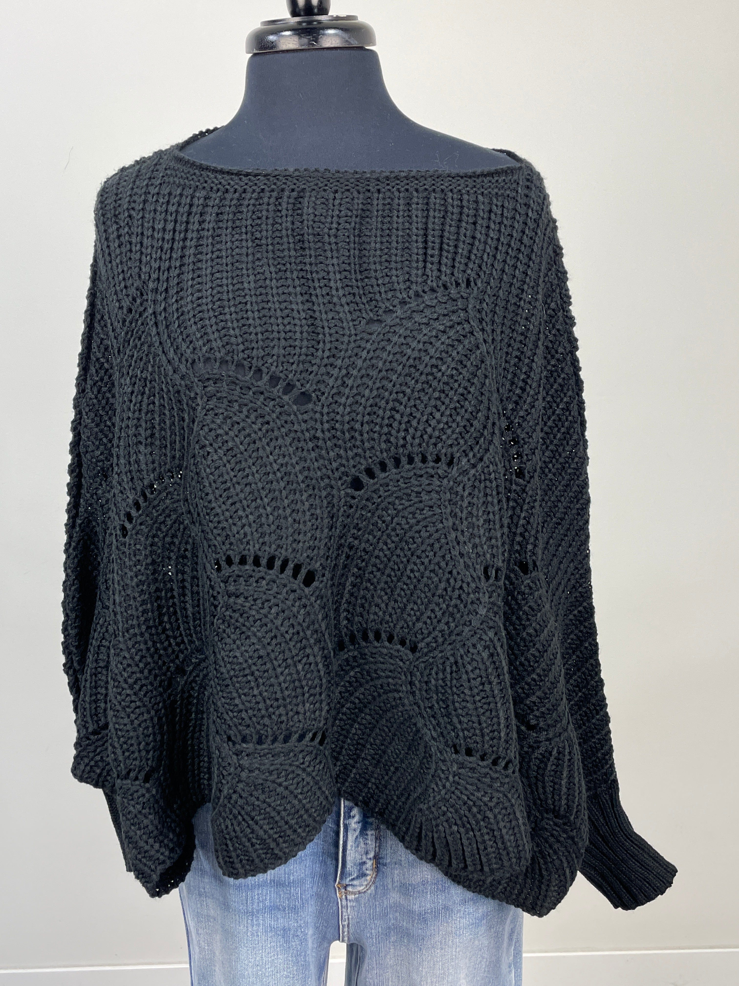 Black Solid Poncho