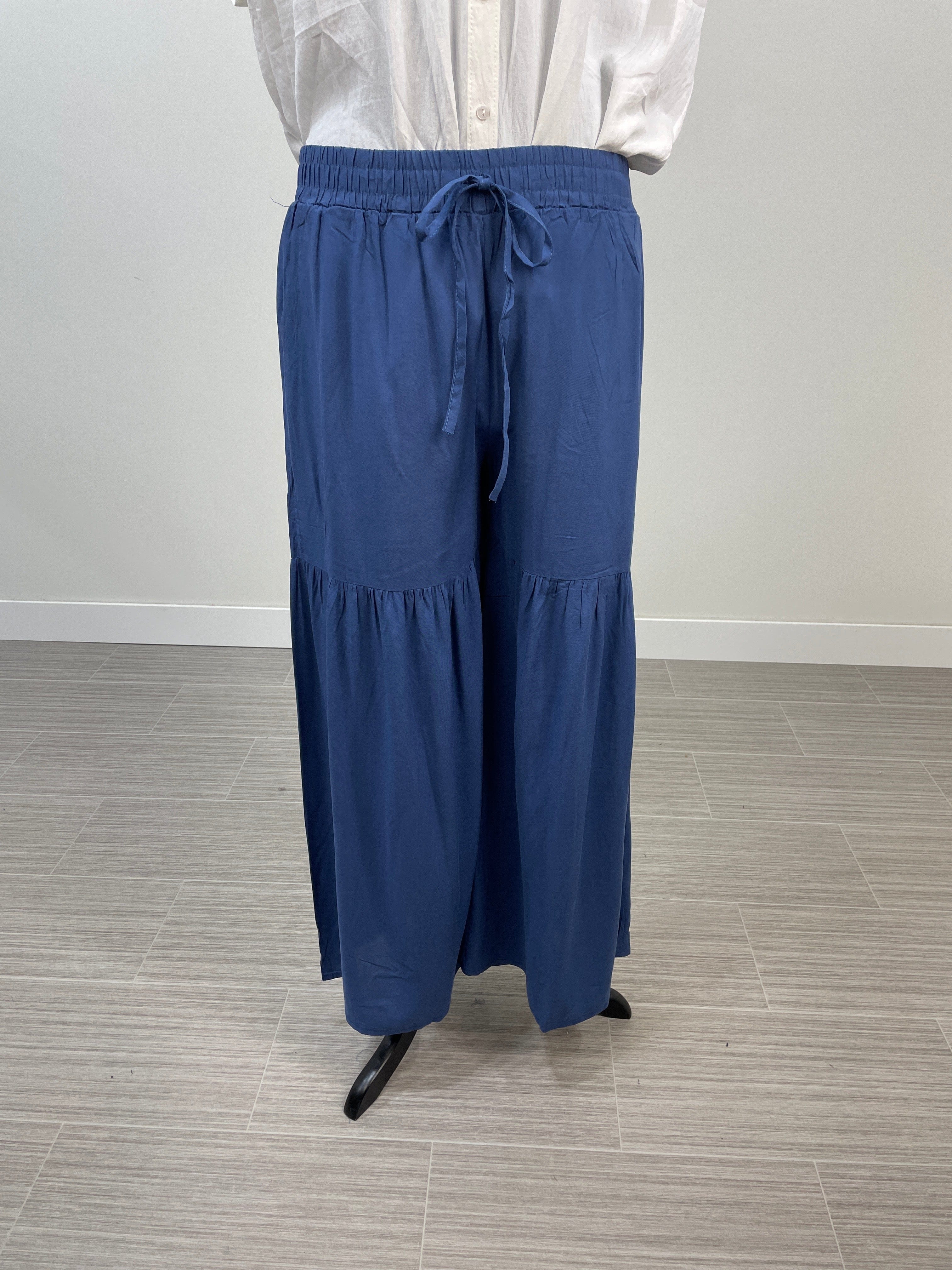 Dusty Blue Tiered Wide Leg Pant