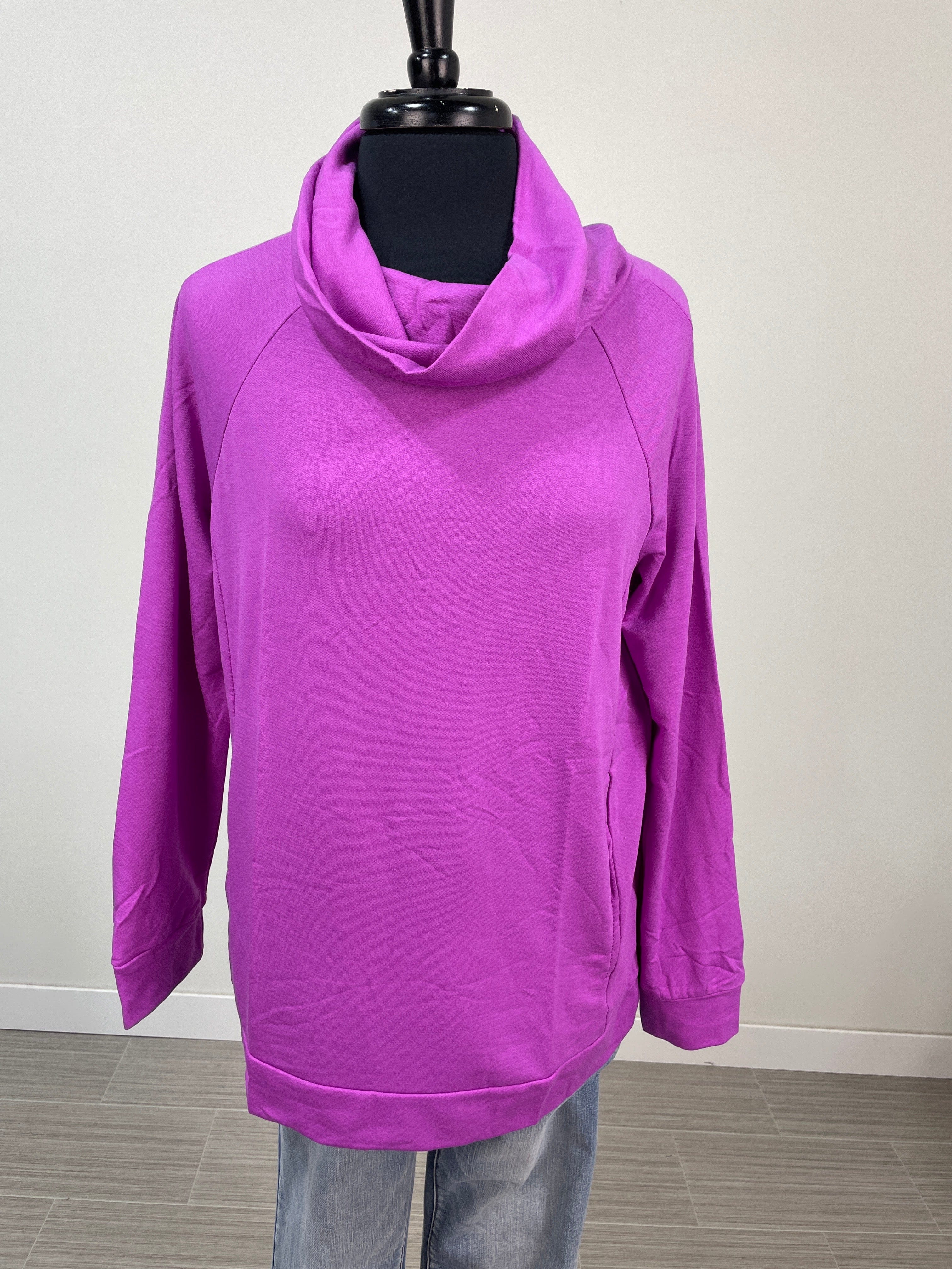 Magenta Turtle Neck Terry Top