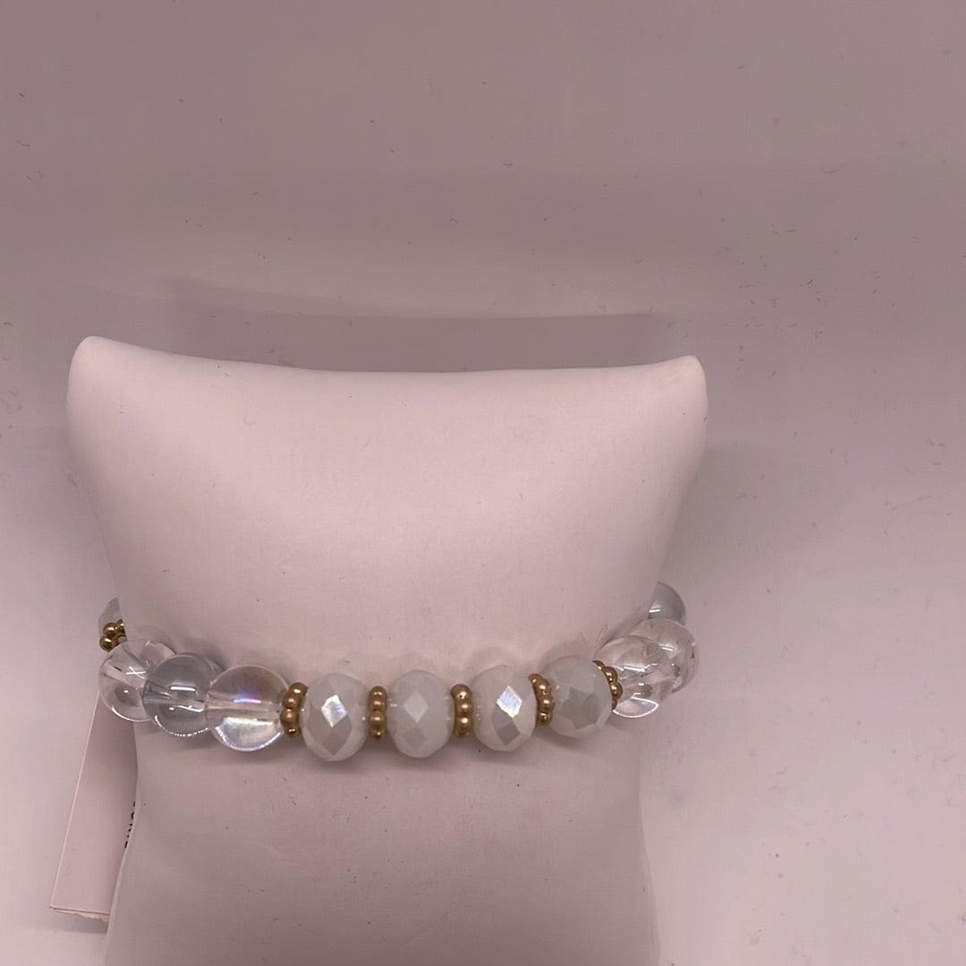 FREE W/PURCHASE White & Gold Stretch Bracelet Set