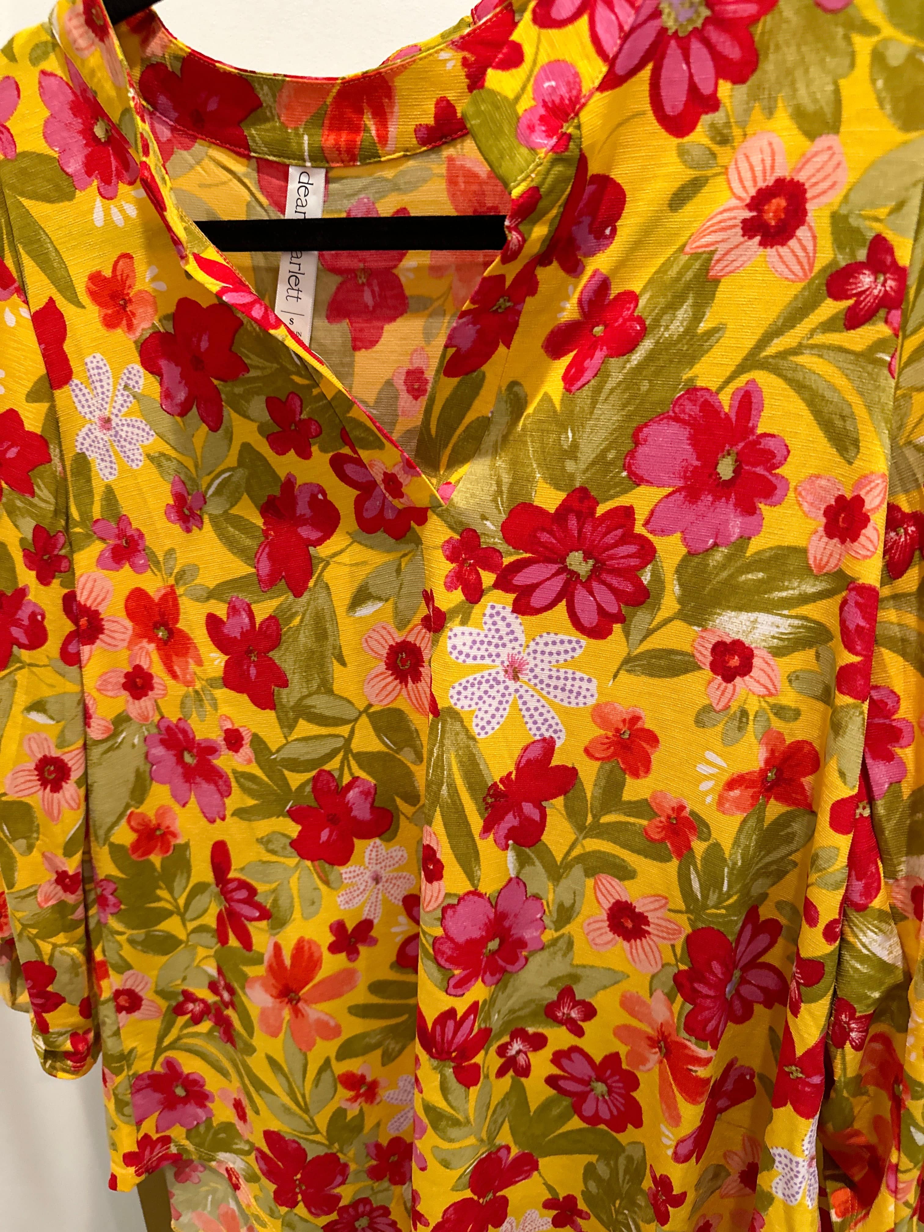 Mustard & Red Floral Lizzy Top