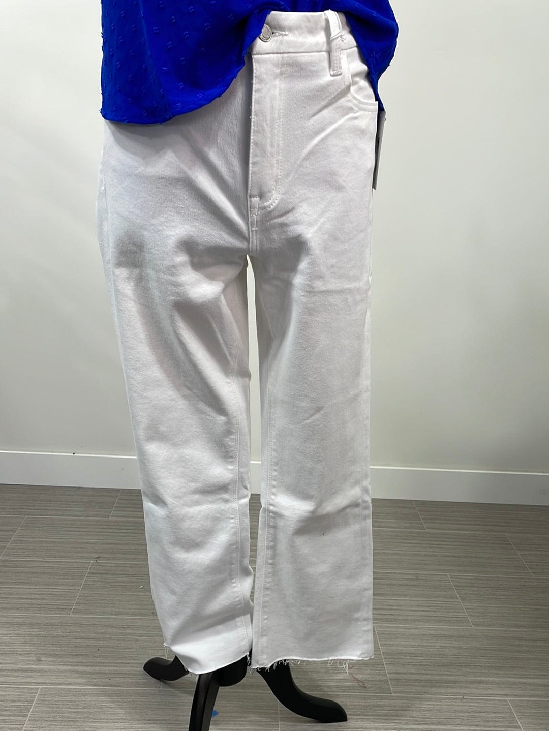White High Rise Cropped Flare Denim