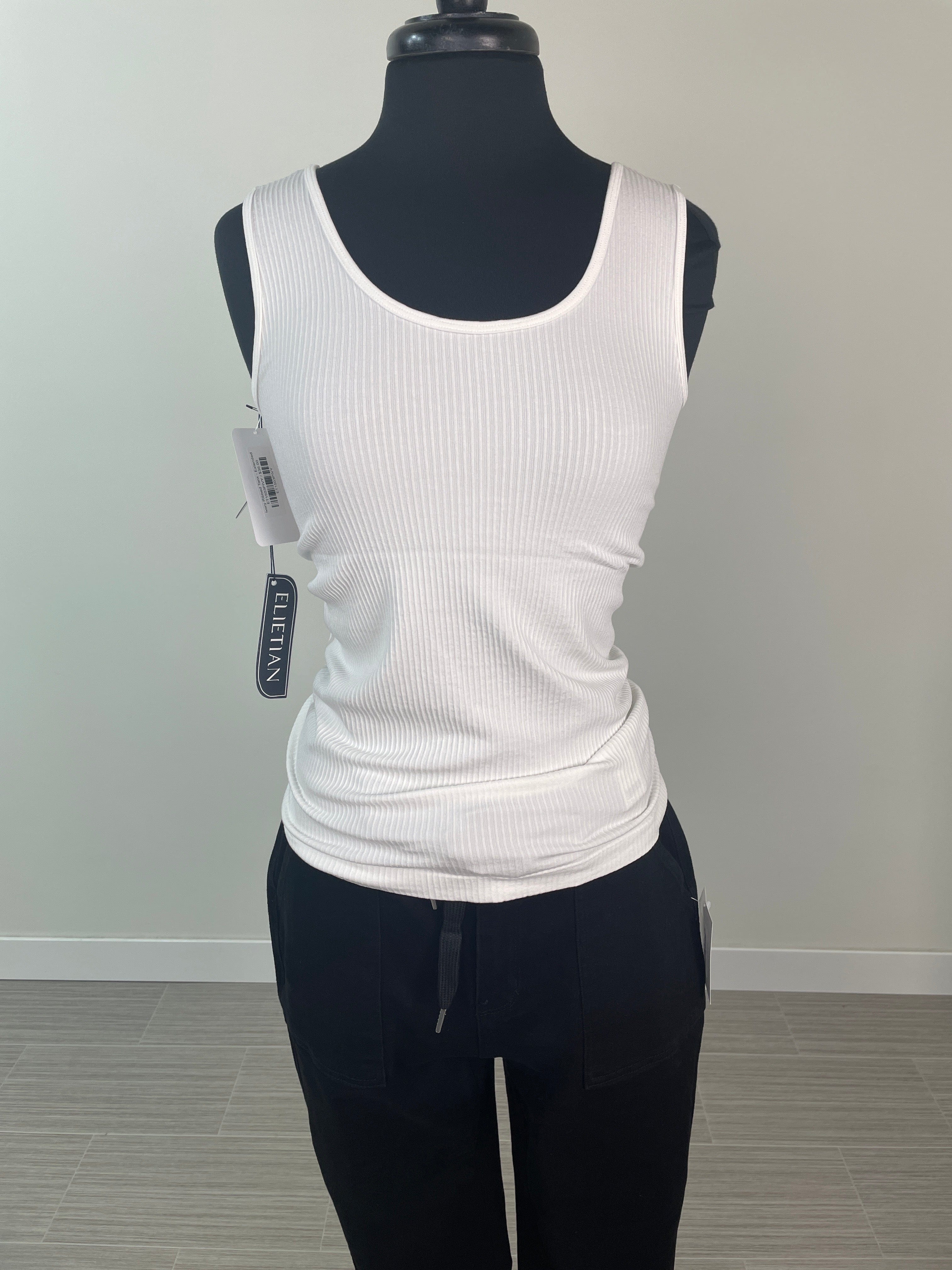 Ivory Ribbed Tank - Extended
