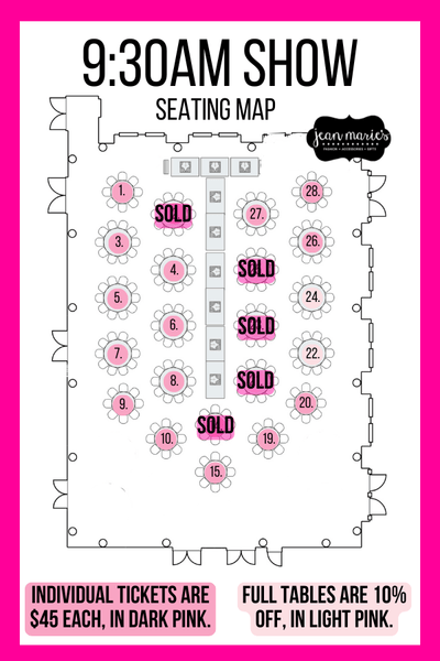 Spring Fashion Show 2026 9:30 AM SHOW - Full Table Sales
