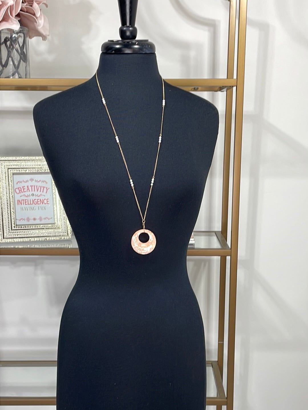 Peach Mosaic Pendant Necklace