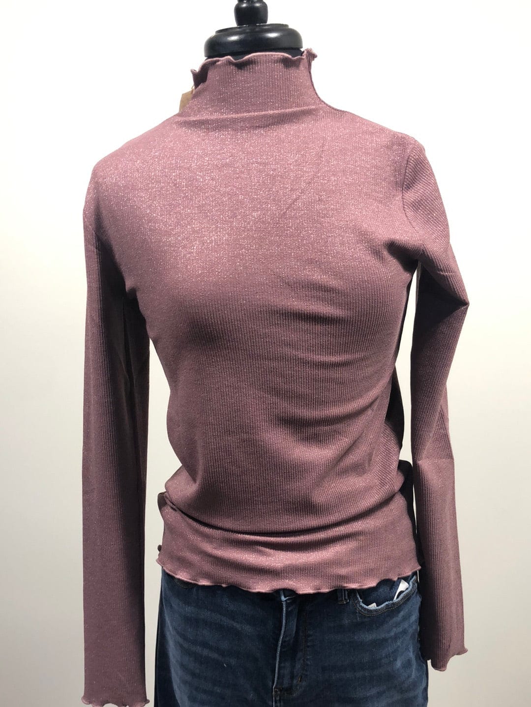 Mauve Mock Neck Fitted Top