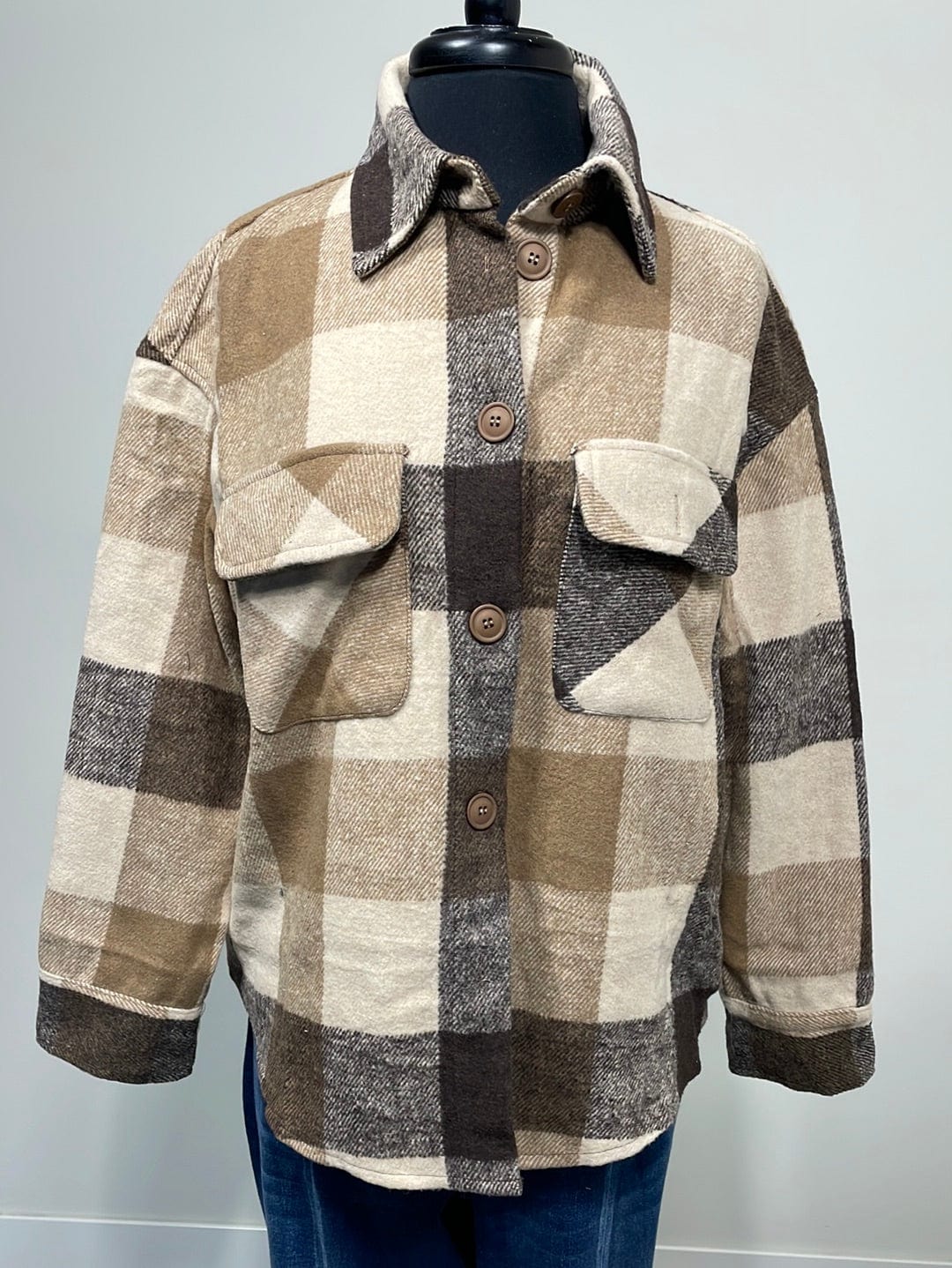 Brown & Tan Plaid Shacket