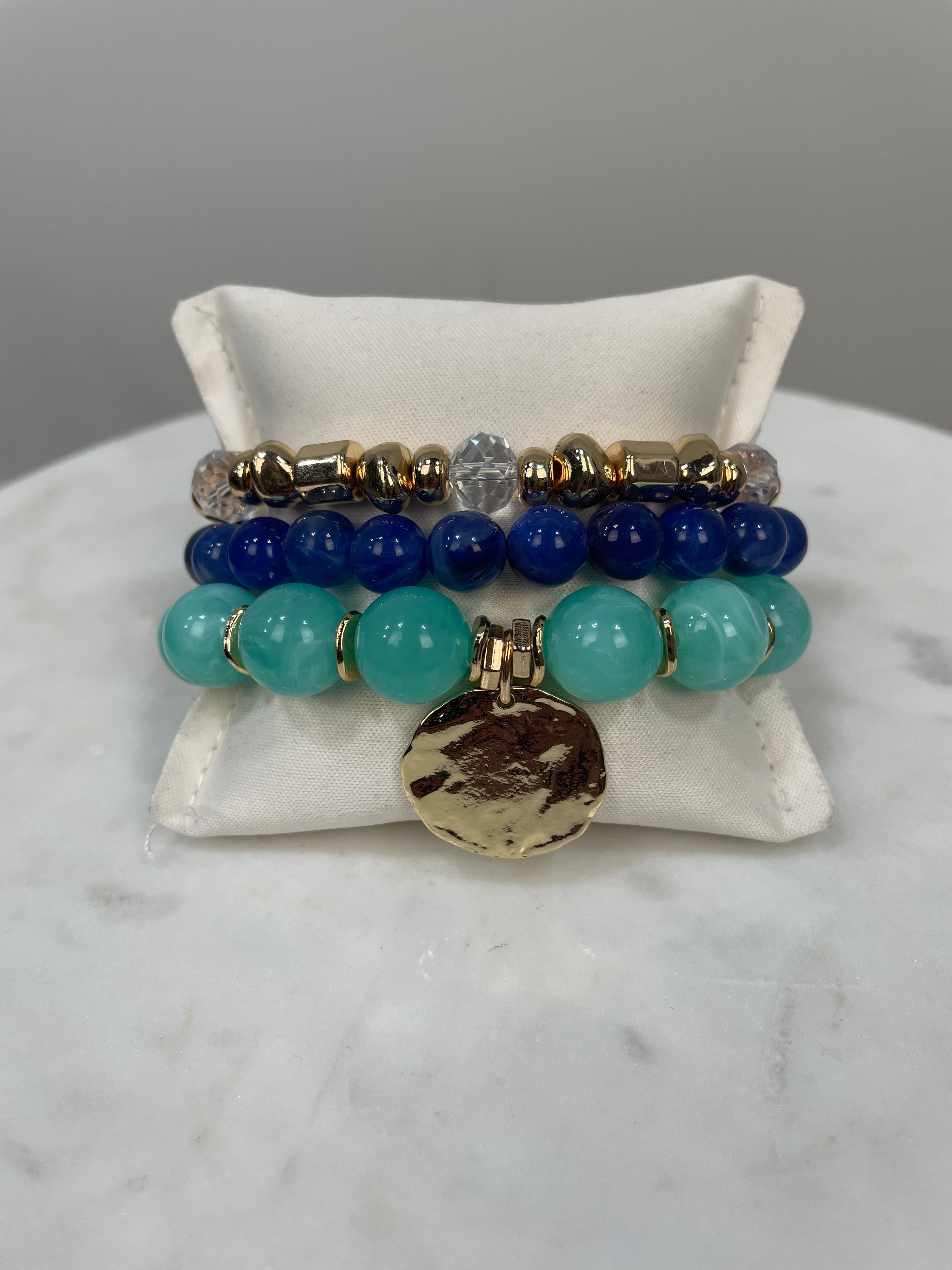 Aqua Multi Beaded Bracelet