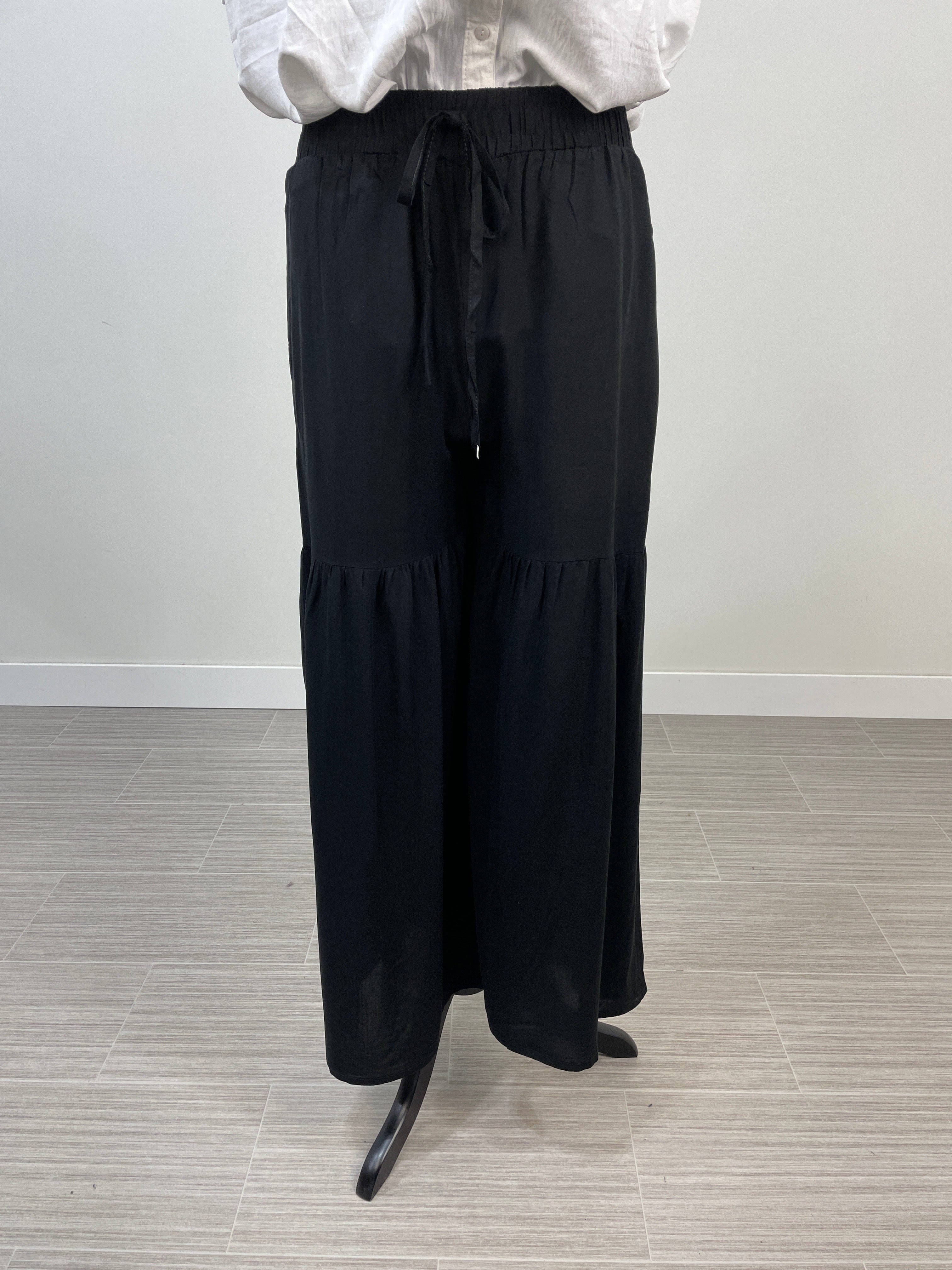 Black Tiered Wide Leg Pant
