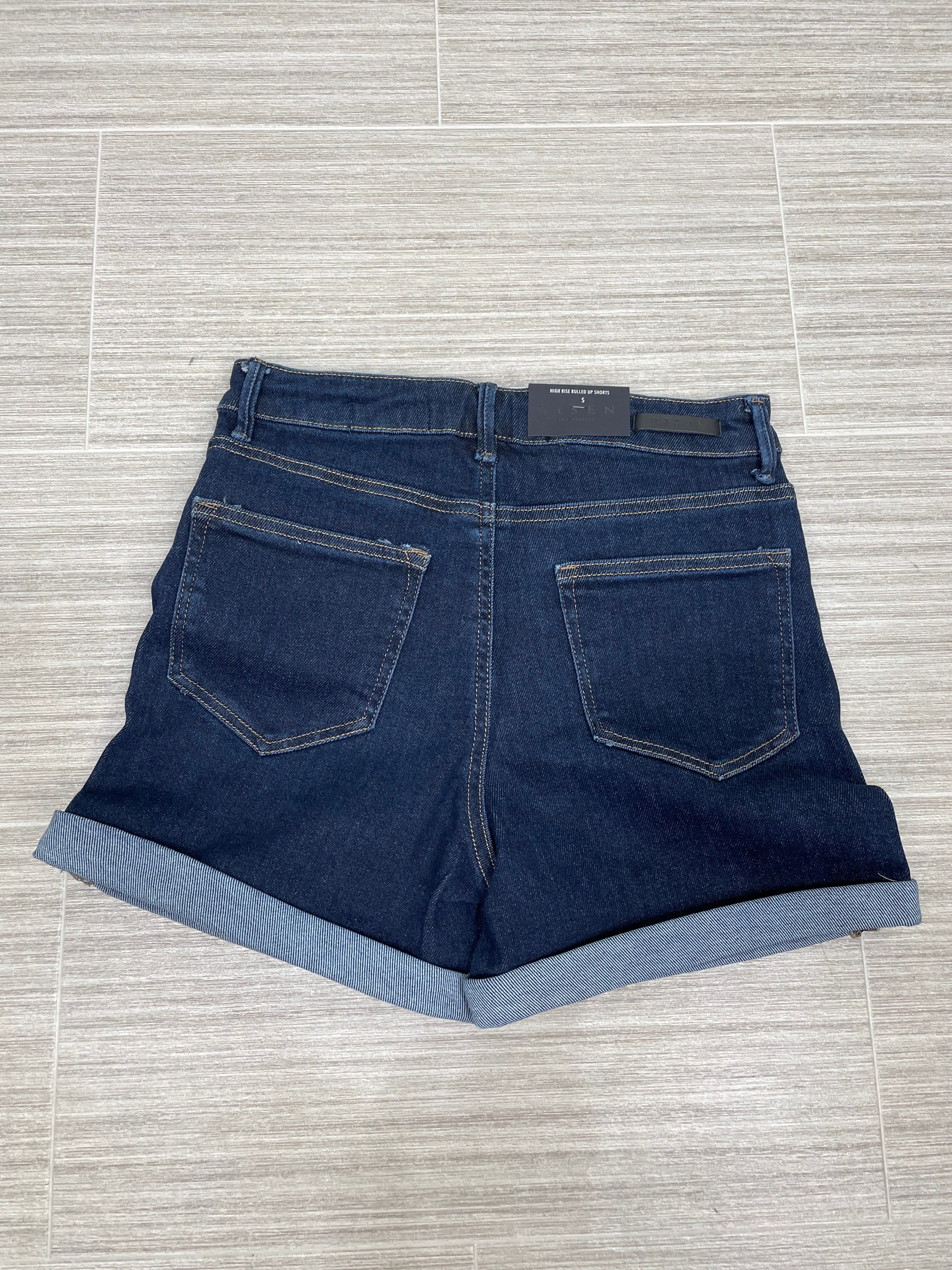 Dark Wash Cuffed Denim Shorts
