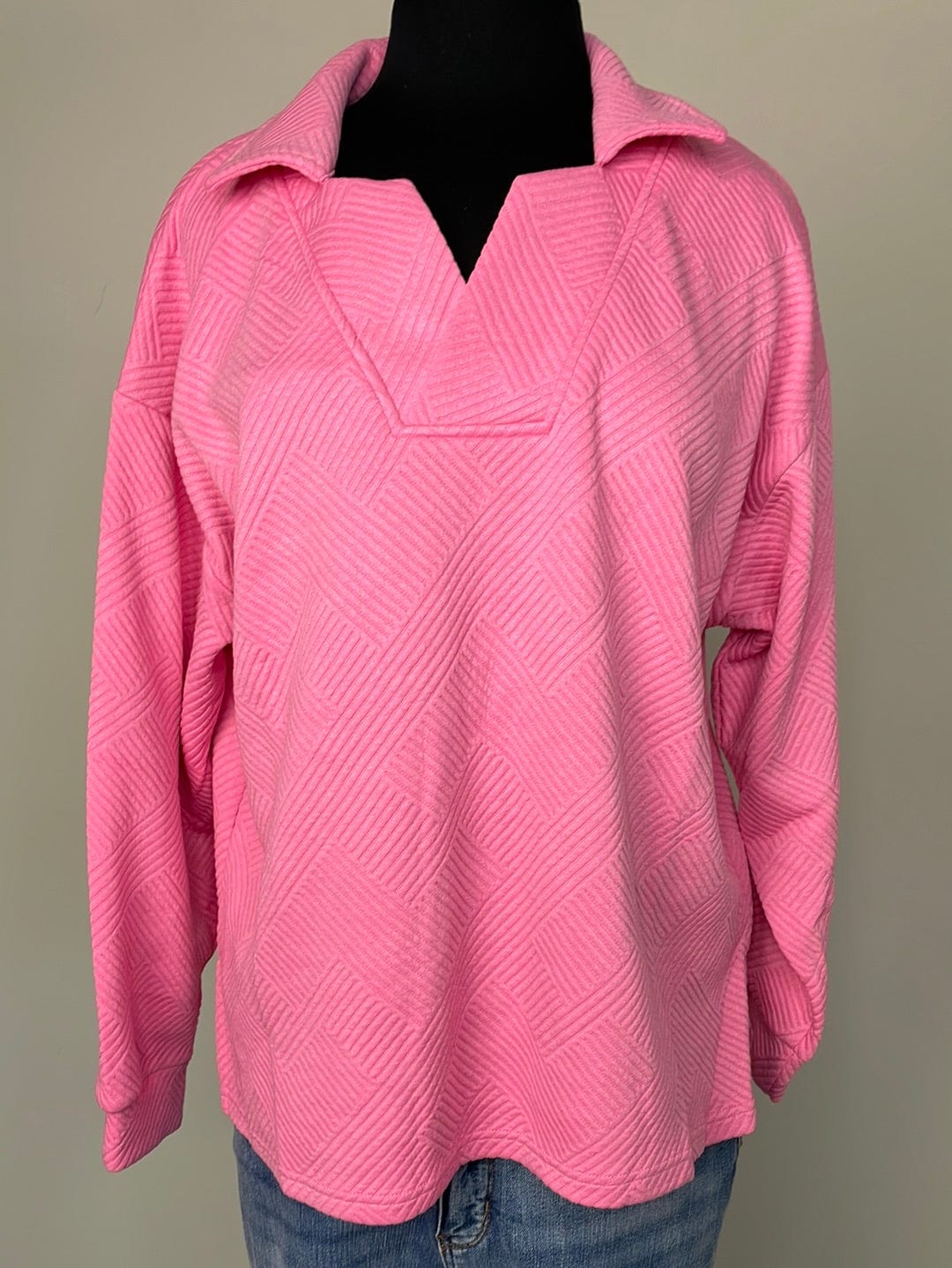 Bubble Gum Textured Collared Top
