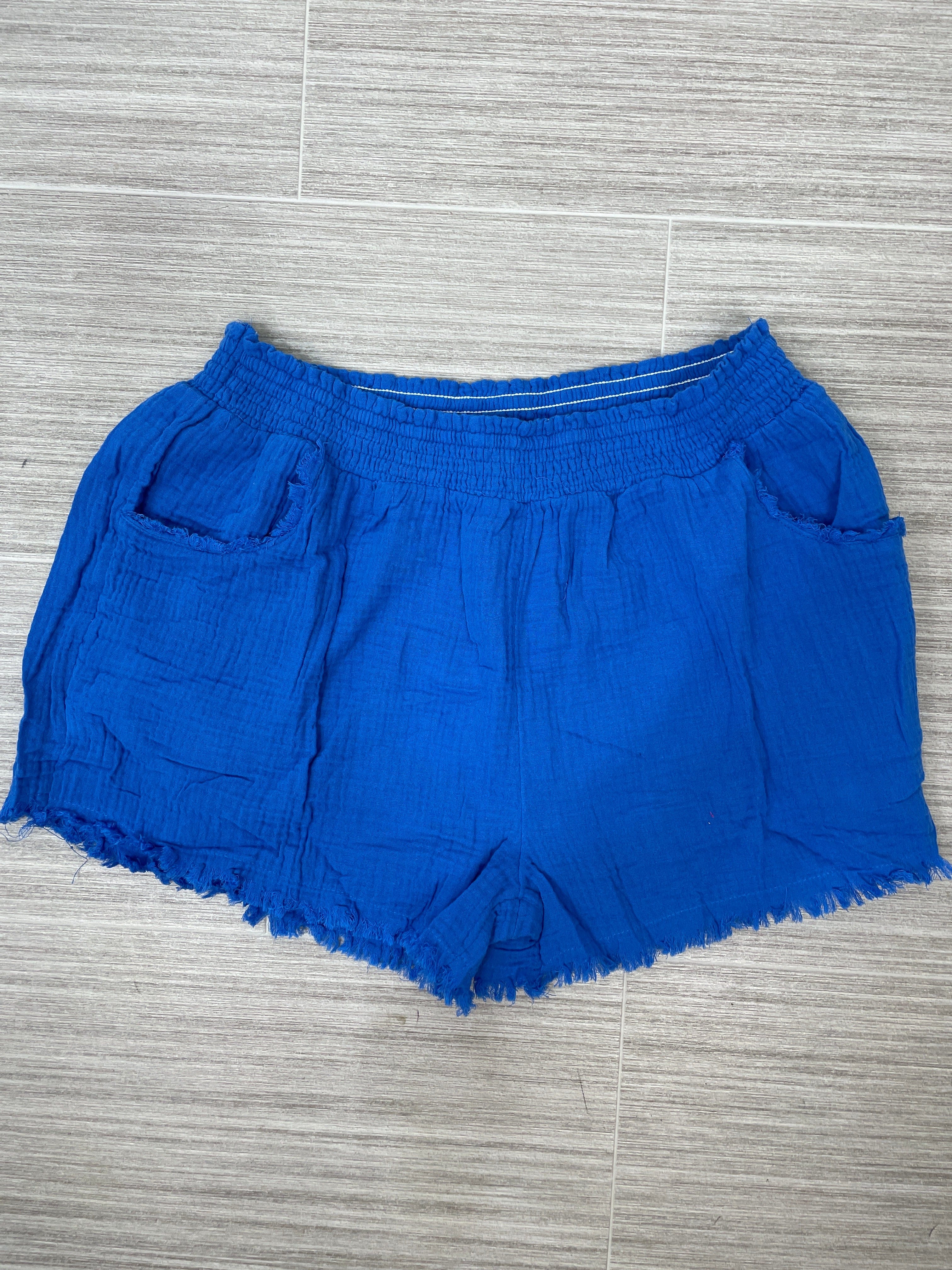 Cobalt Gauze Elastic Waist Short