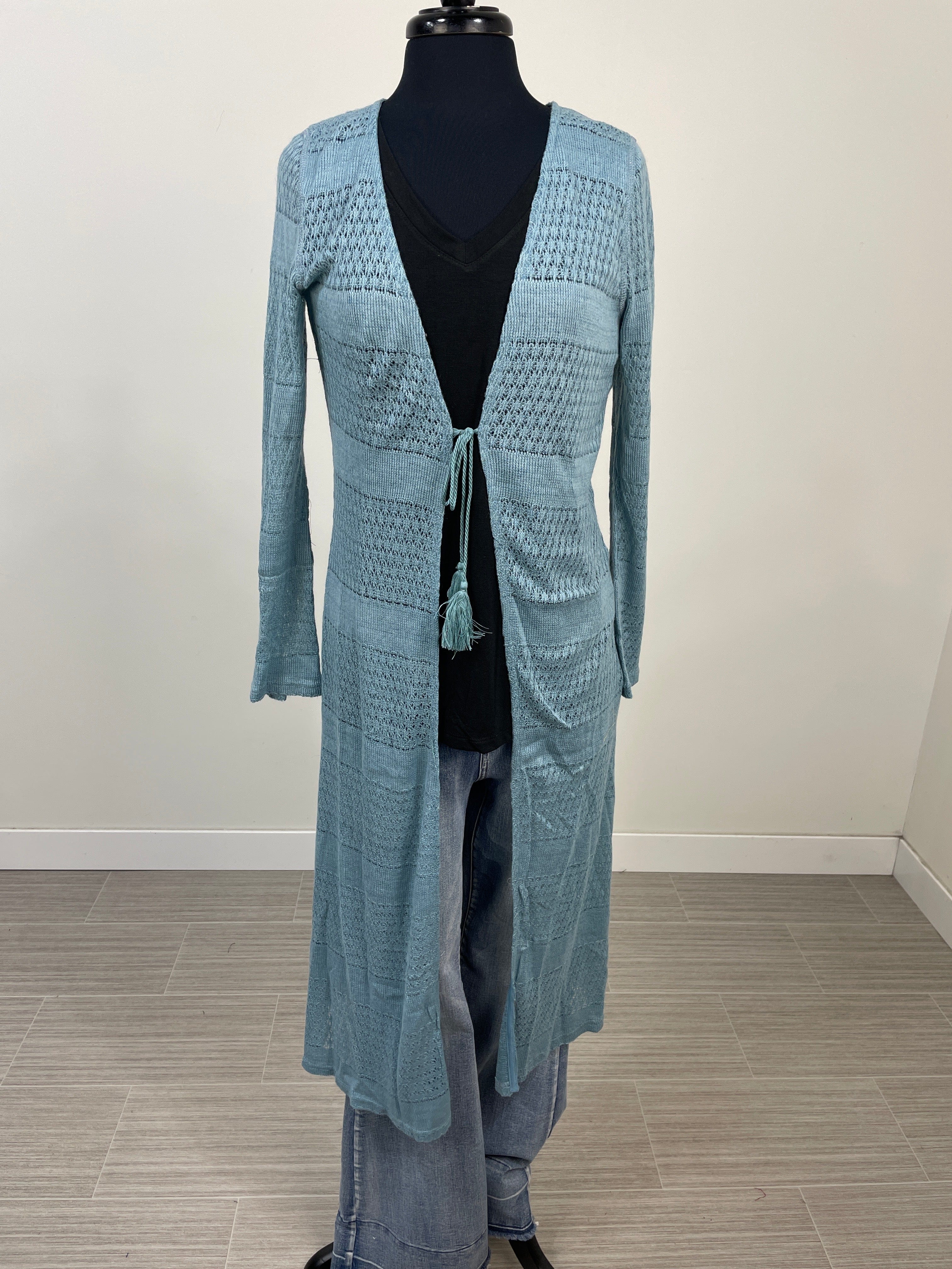 Blue Tie Front Duster