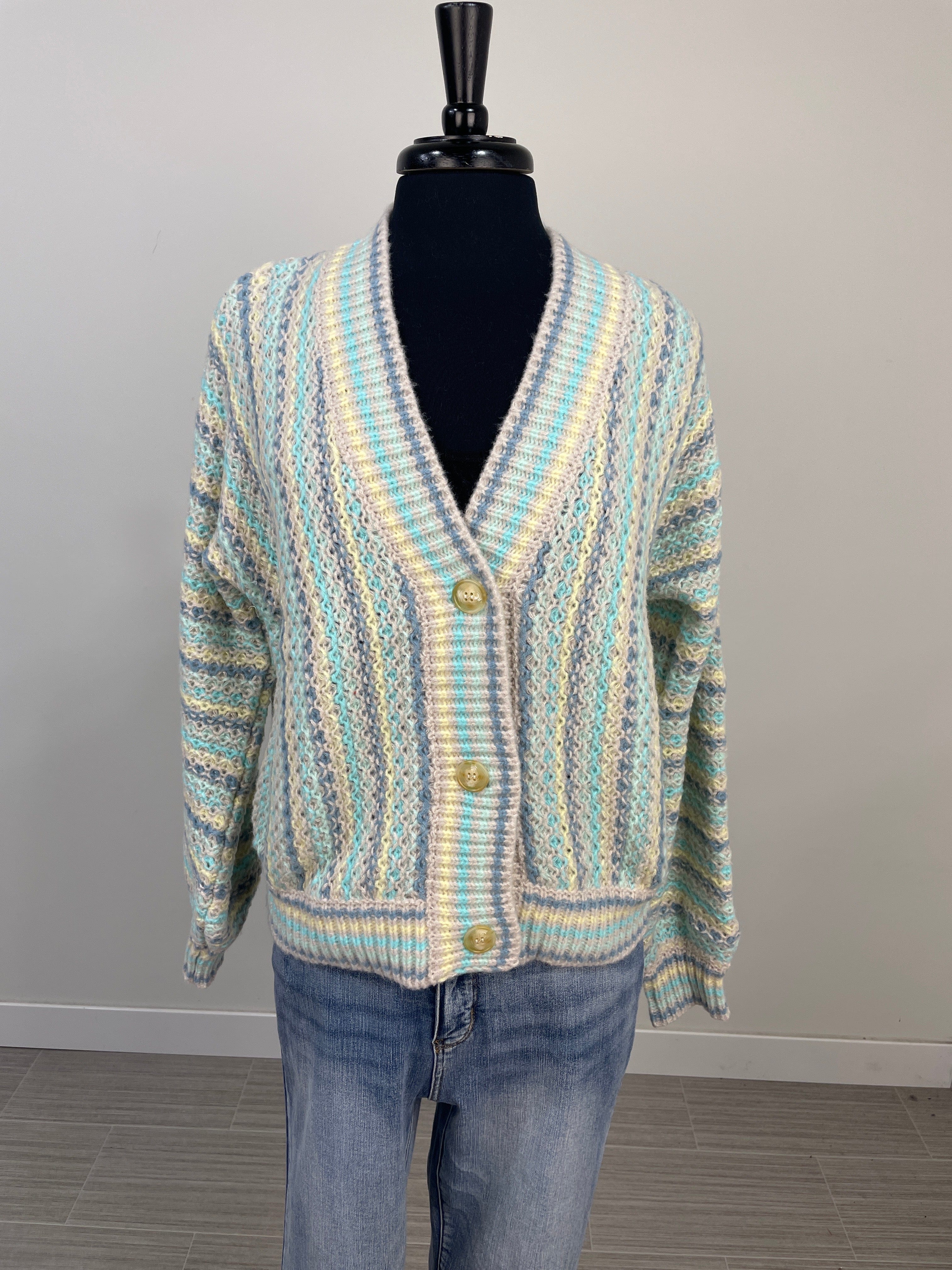 Aqua Mix Sweater Cardigan