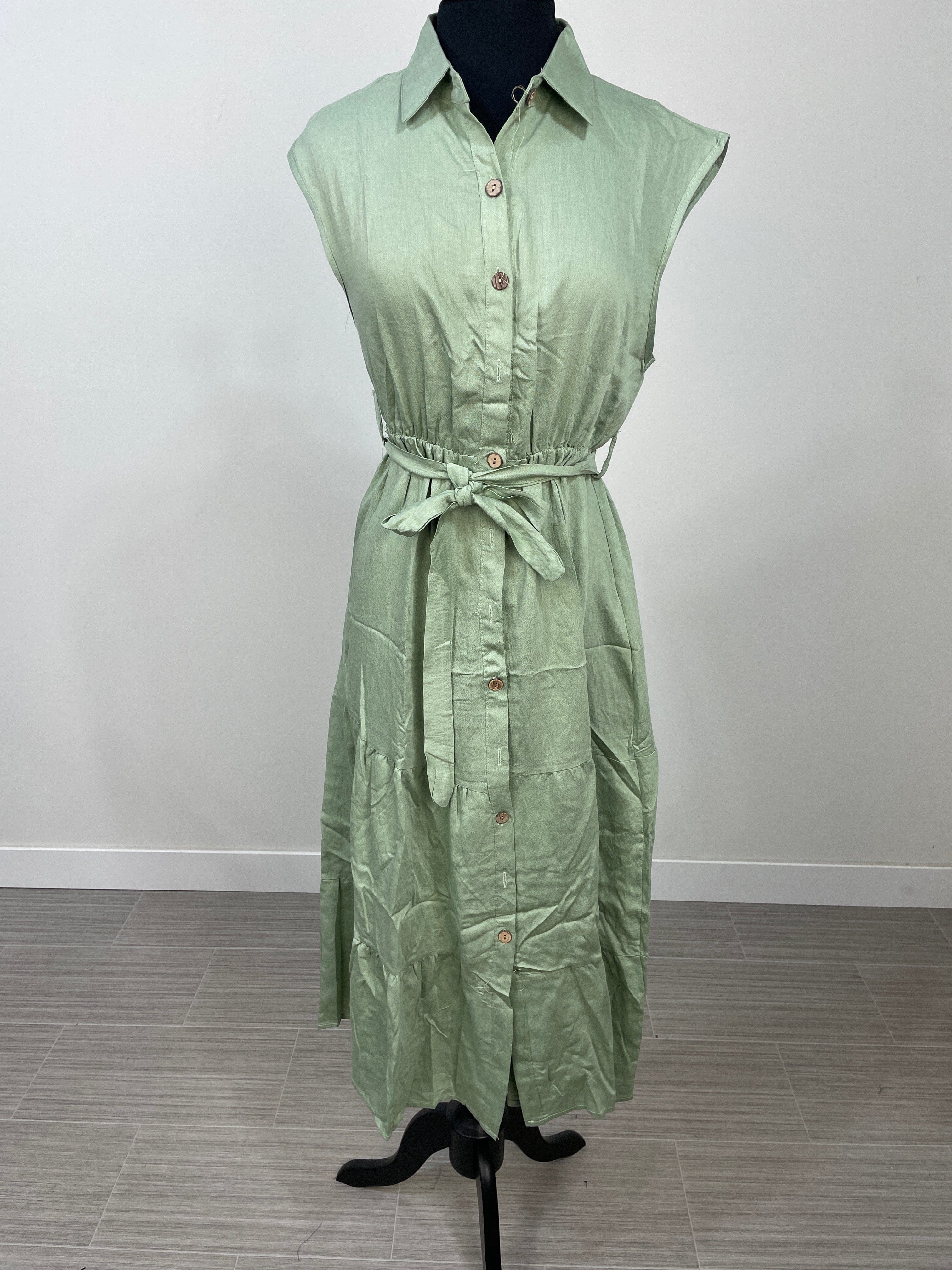 Sage Button Up Maxi Dress